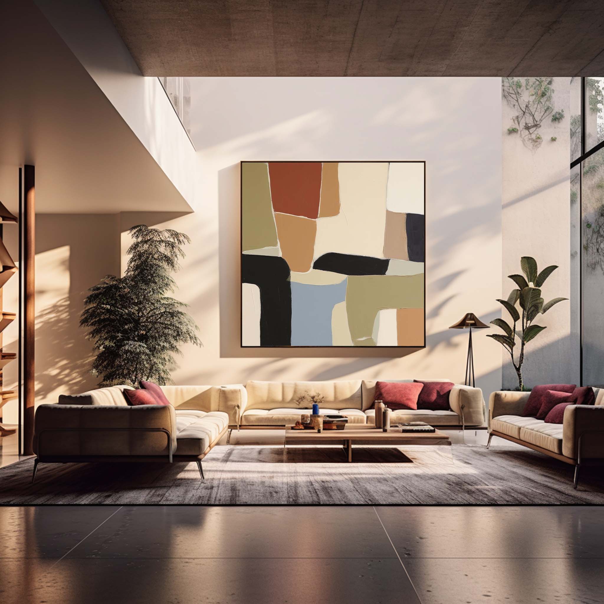 Square Abstract Oil Painting Colorful Large Acrylic Painting On Canvas Original Modern Wall Art For Living Room
