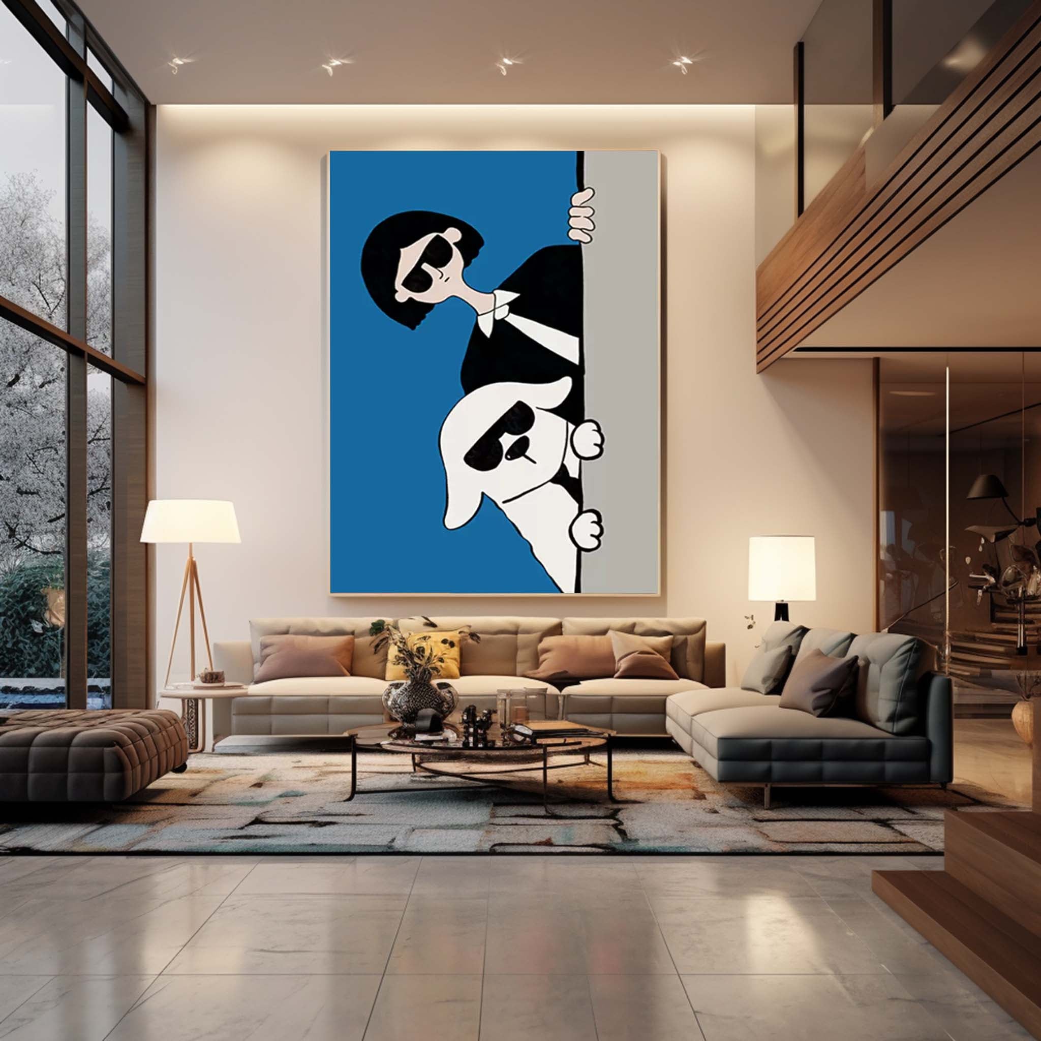 Blue Modern Figure Wall Art Large Original Realistic Abstract Oil Painting On Canvas For Living Room