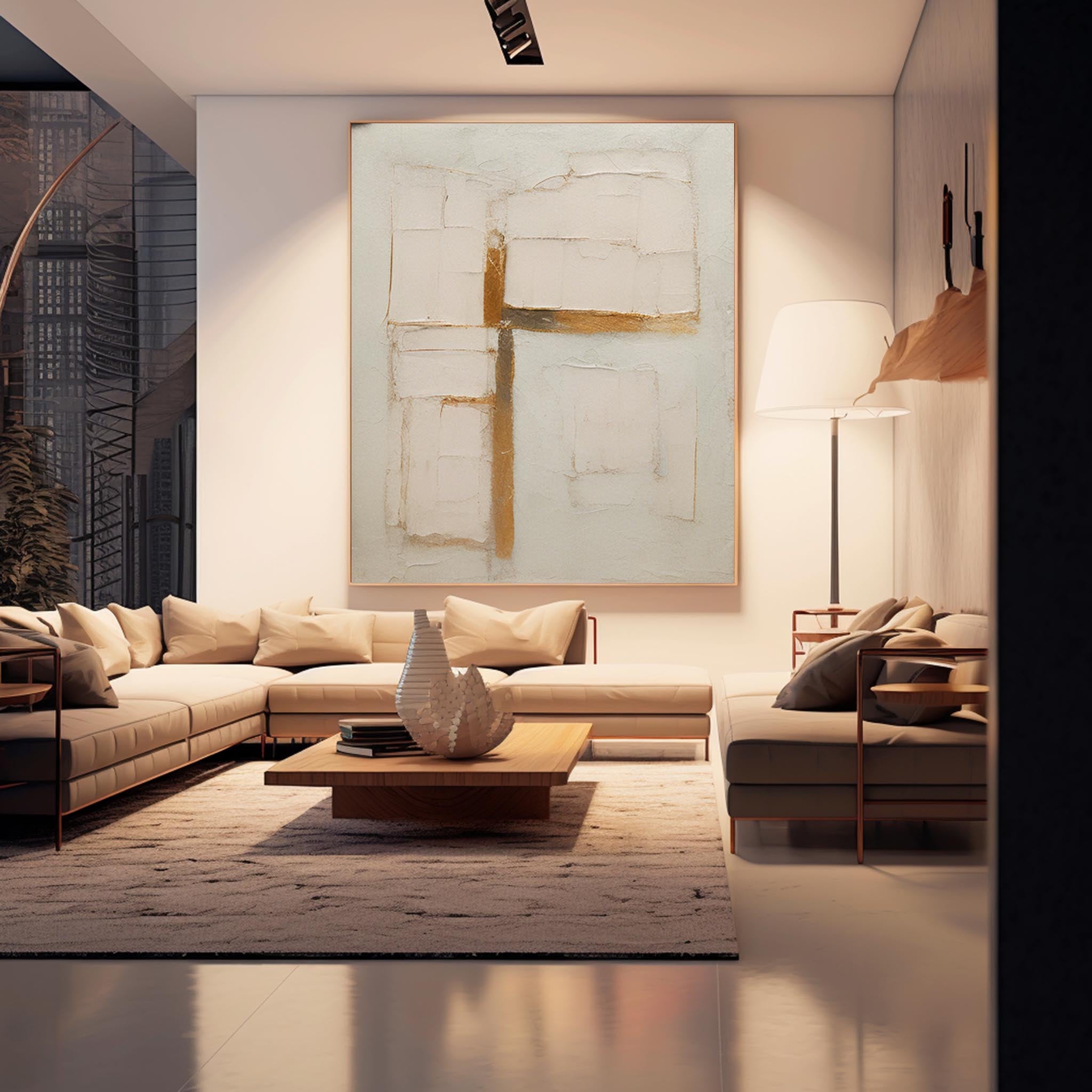 Beige Large Original Abstract Oil Painting On Canvas Modern Texture Wall Art Home Decor