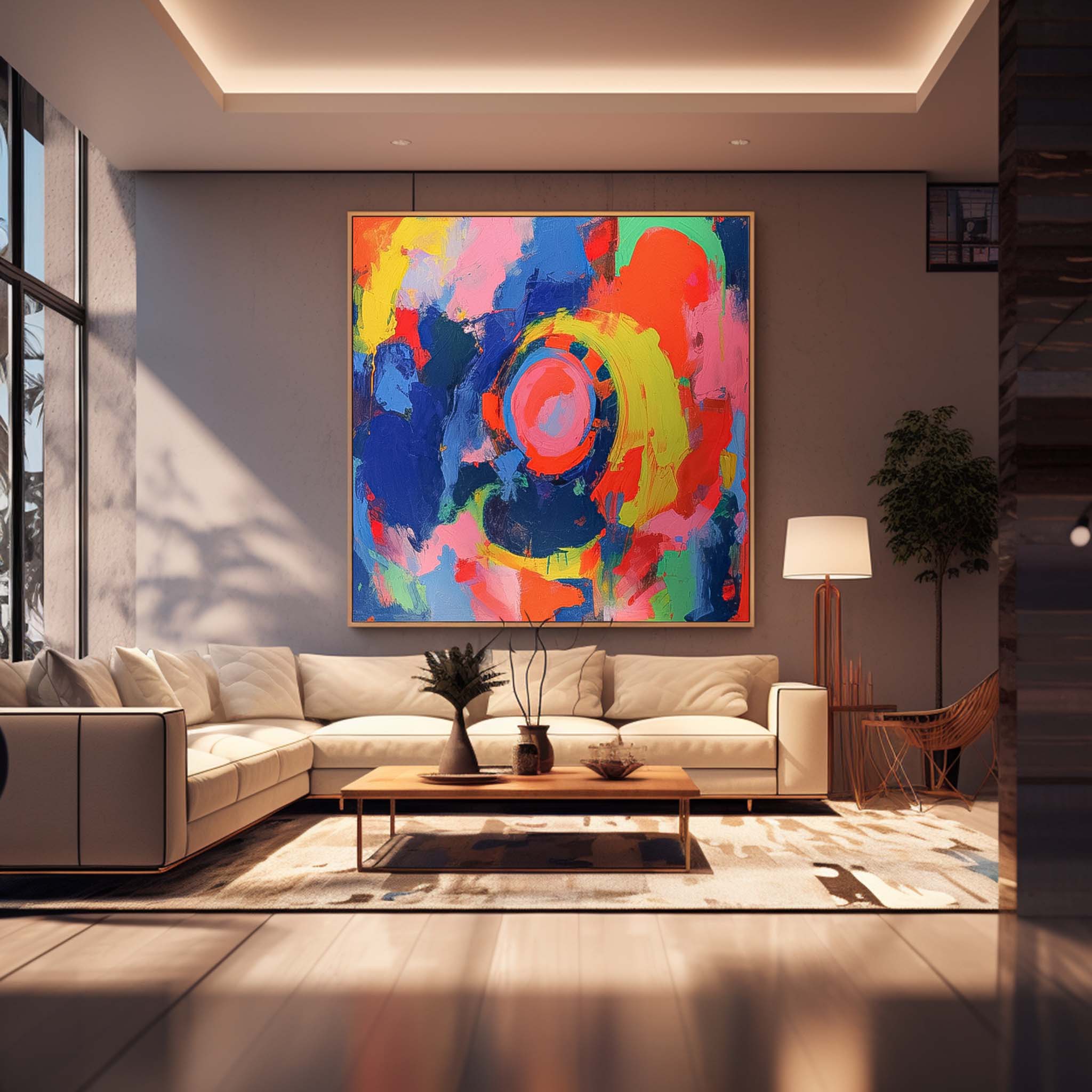 Square Abstract Wall Art Original Planet Abstract Painting For Sale Colorful Painting Canvas For Living Room