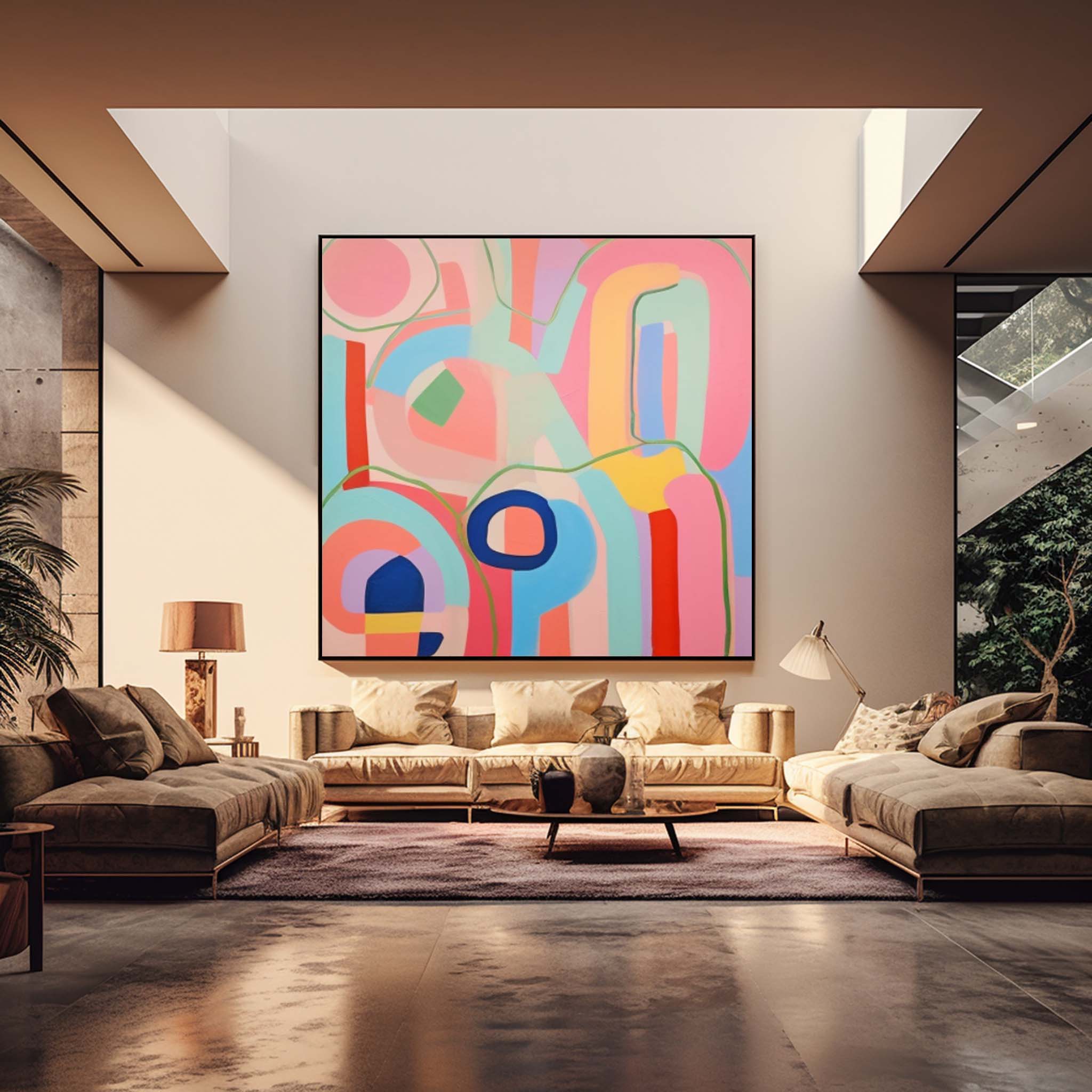 Tiny Canvas Painting Original Graffiti Lines Wall Art Contemporary New Pink Abstract Painting  Home Decor
