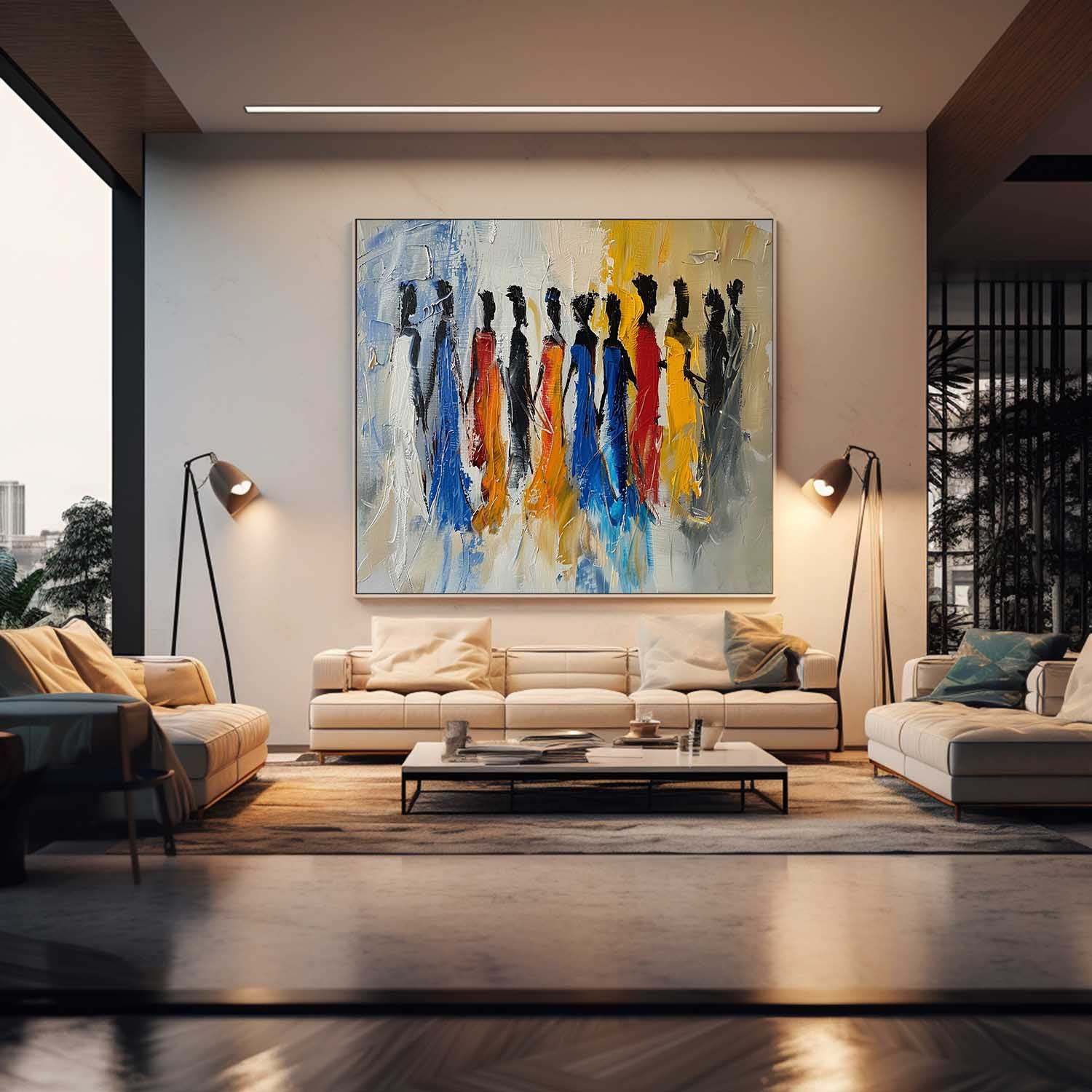 Original Human Artwork Abstract Figure Oil Painting Large Color Human Silhouette Wall Art For Living Room