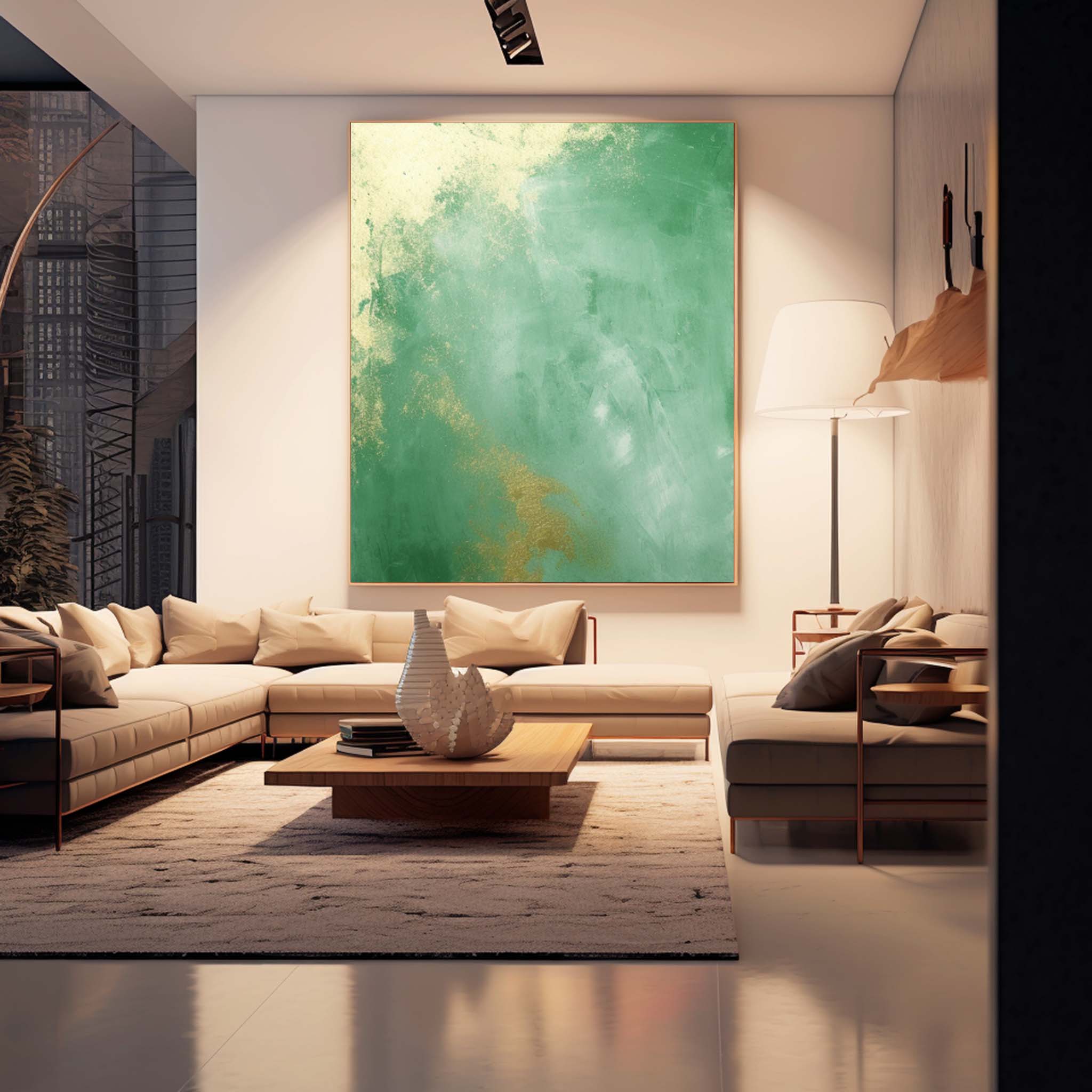 Green Modern Texture Wall Art  Large Original Abstract Oil Painting On Canvas For Living Room