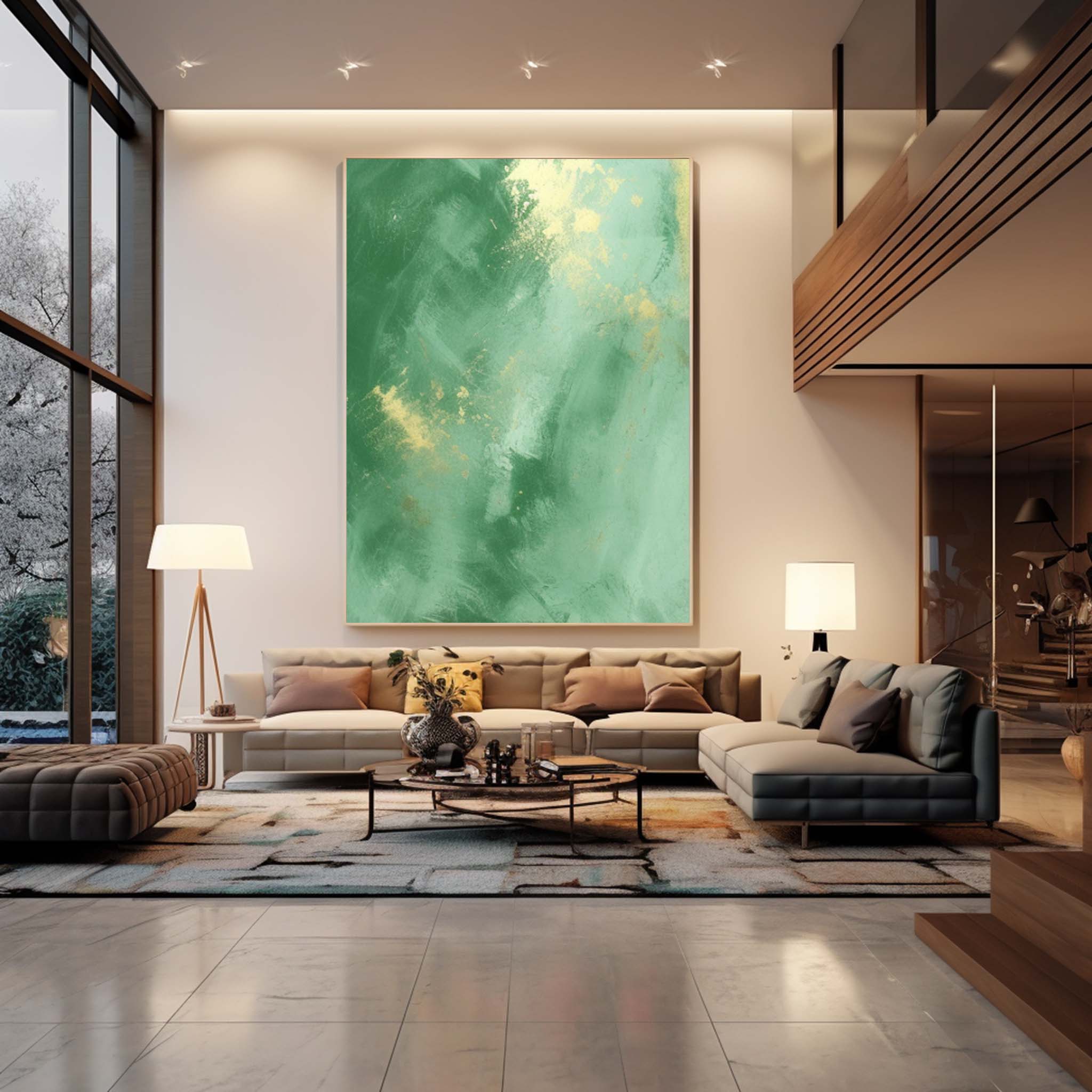 Green Modern Texture Wall Art  Large Original Abstract Oil Painting On Canvas For Living Room
