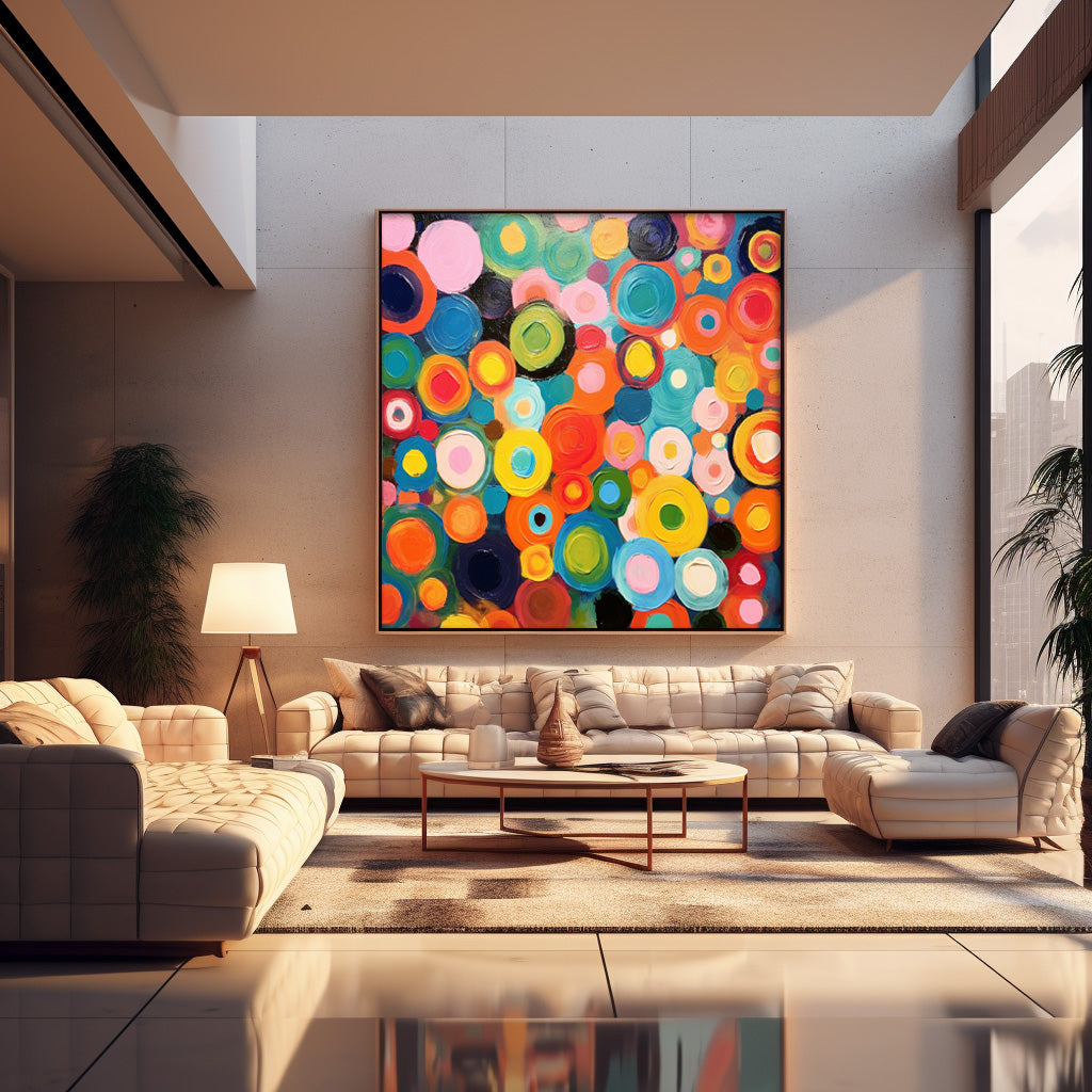 Large Abstract Acrylic Painting On Canvas Colorful Abstract Oil Painting Original Circle Modern Wall Art Home Decor