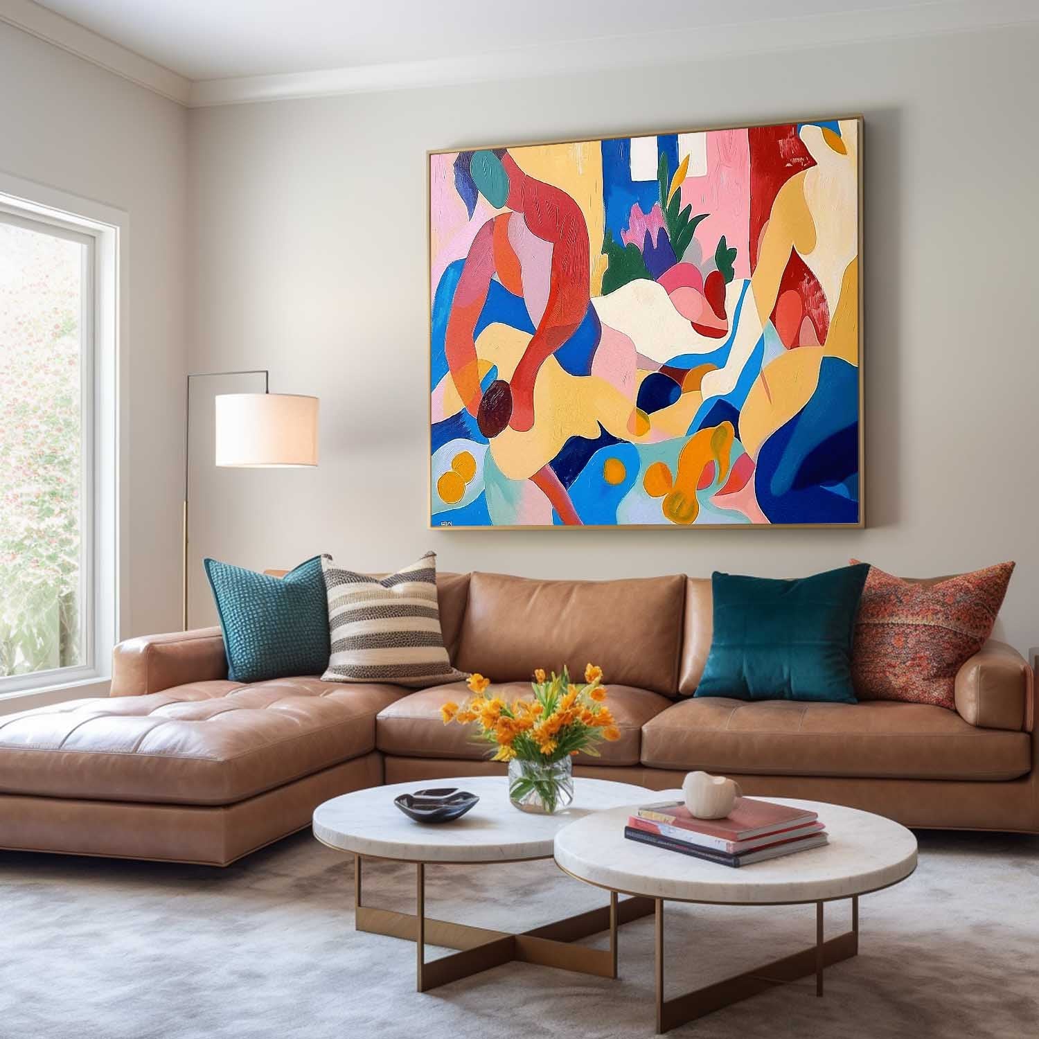 Artistic Faces Painting Bold Cubist-Inspired Modern Art Painting Figures Art Abstract Portraiture Expressive Characters Artwork