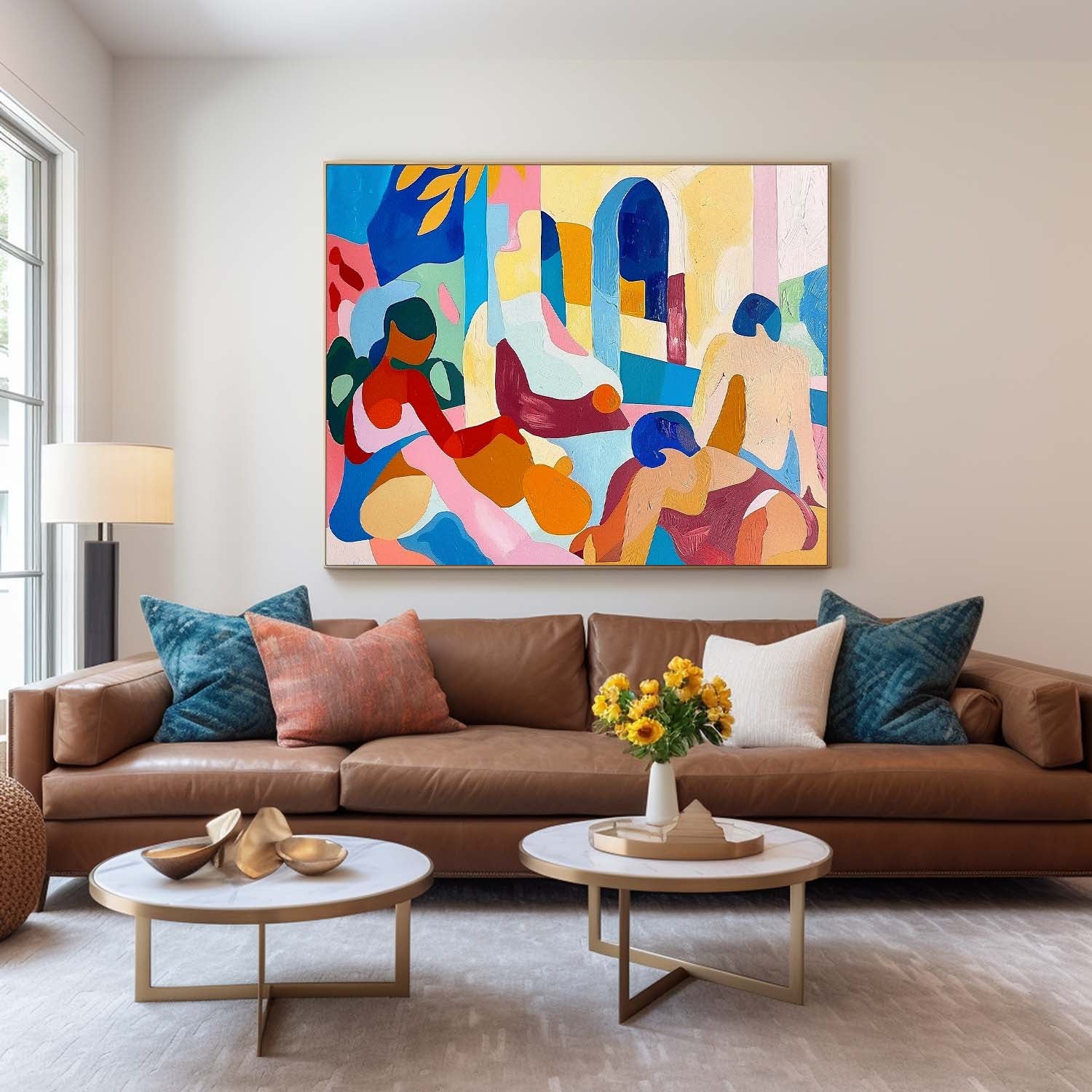 Modern Wall Art Home Decor Picasso Art Large Wall Art Original Famous Painting Abstract Colored Figures Oil Painting on Canvas