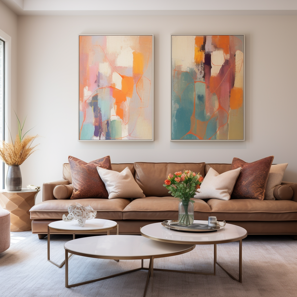 Set of 2 Large Original Acrylic Painting Vibrant Colorful Abstract Oil Painting Modern Wall Art Living Room Decor