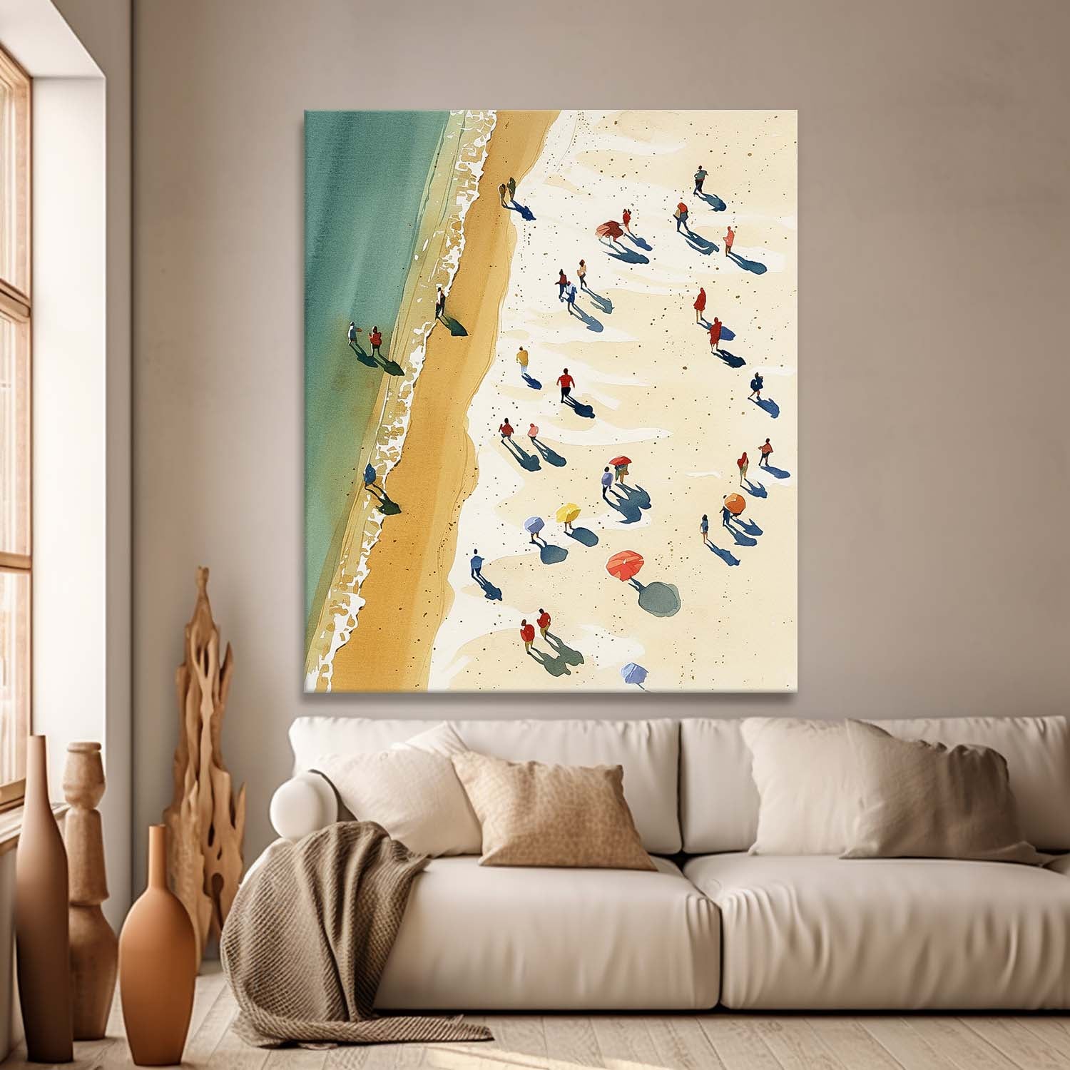 Impressionism Ocean Abstract Large Original Oil Painting On Canvas Modern People And Beach Wall Art Home Decor