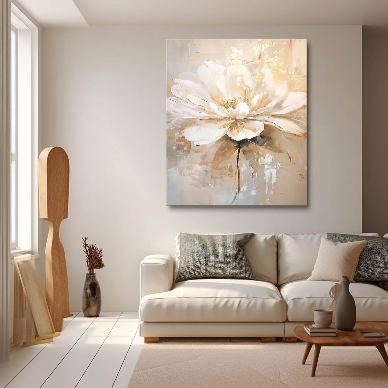 Original Abstract Painting Bright Color Flowers Acrylic Painting Canvas Large Textured Floral Art Framed