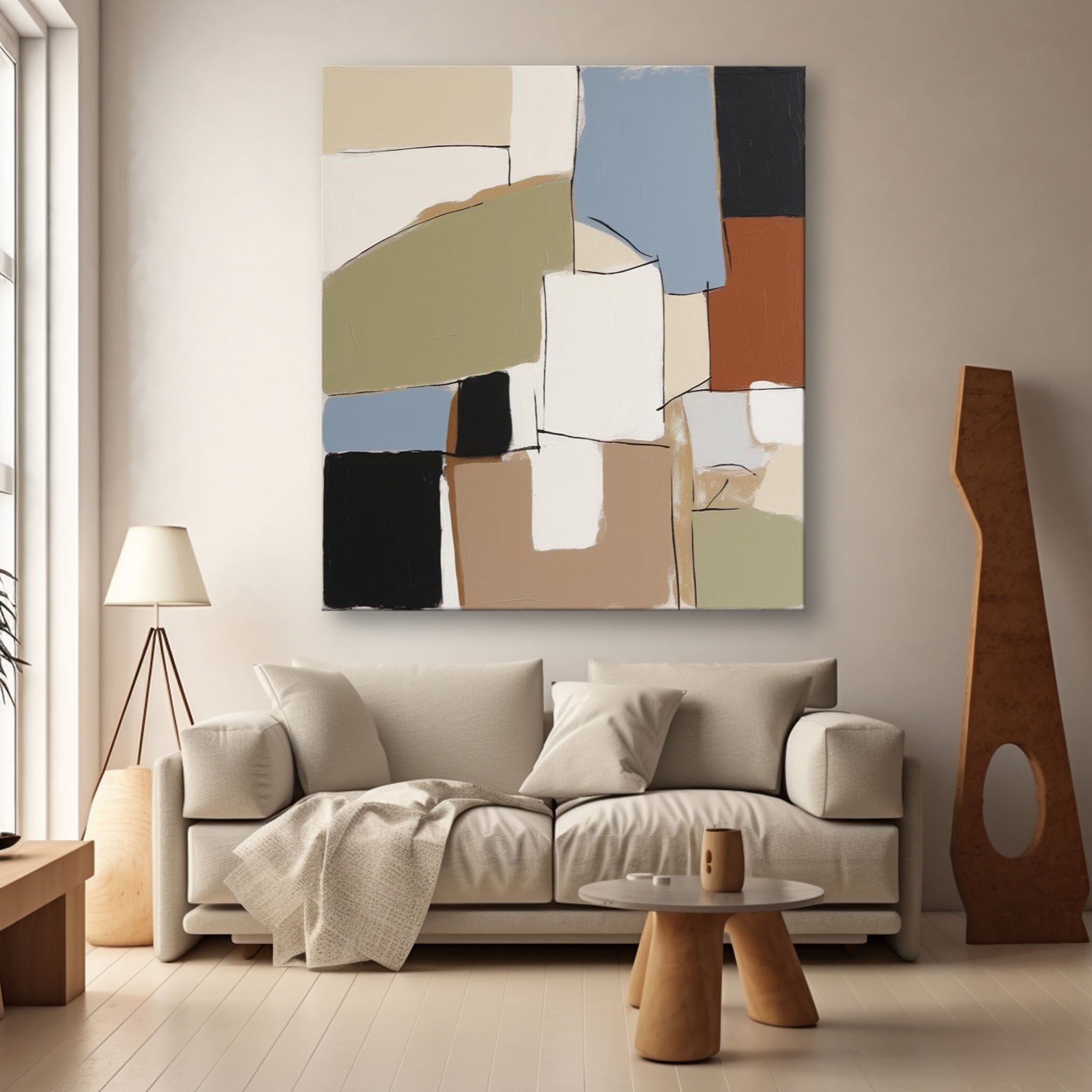 Square Abstract Oil Painting Colorful Large Acrylic Painting On Canvas Original Modern Wall Art For Living Room
