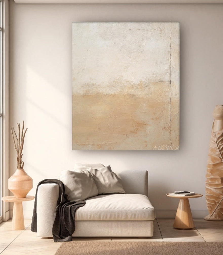 Beige Abstract Minimalist Wall Art Abstract impressionism Art Large Acrylic Abstract Artwork
