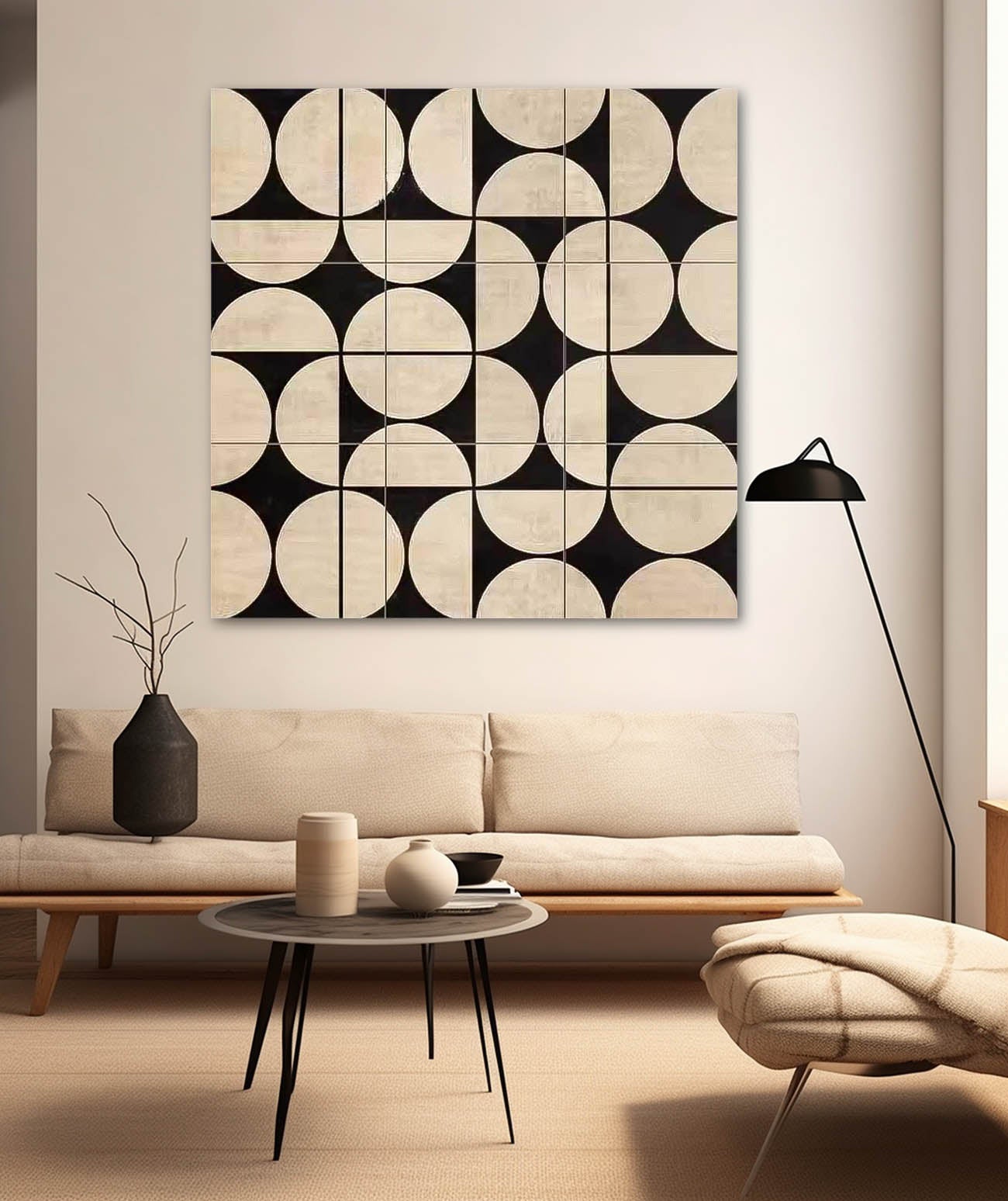 Geometry Modern Minimalist Canvas Acrylic Painting Large Regular Semicircle Abstract Wall Art Home Decor