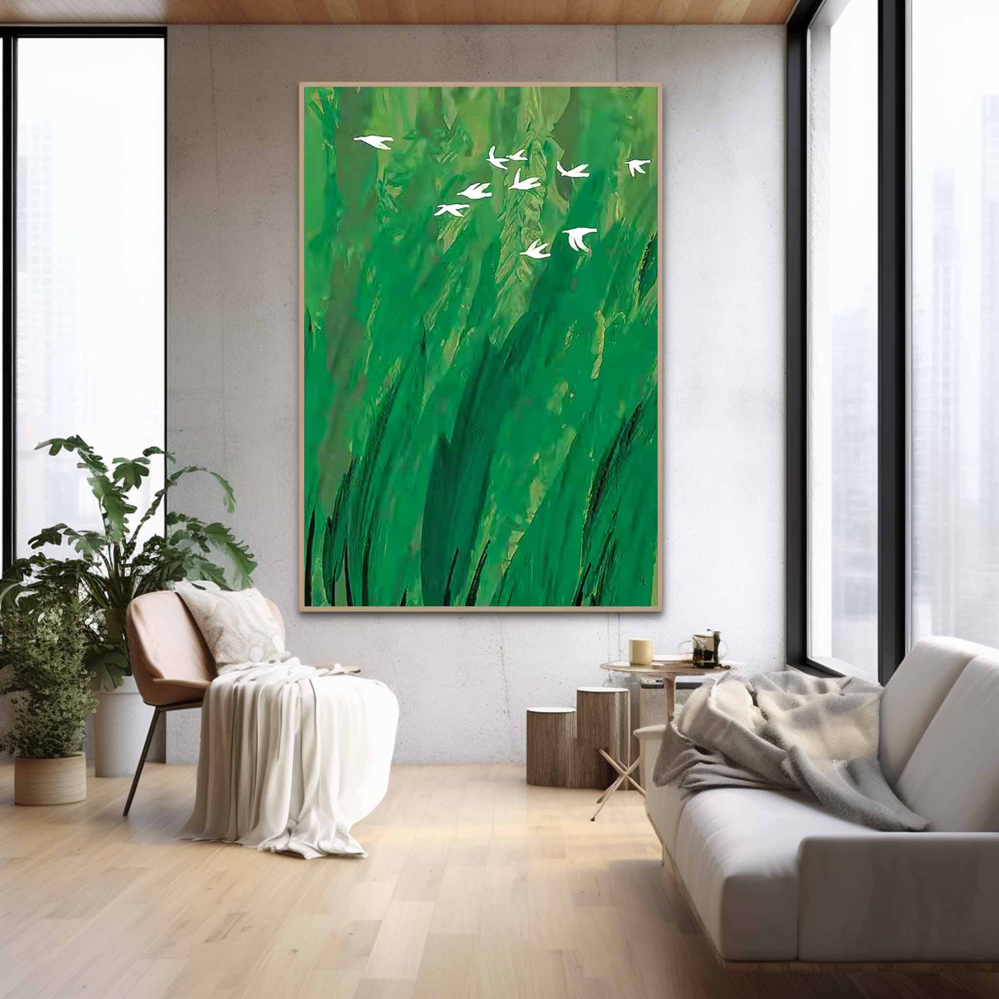 Minimalist Canvas Oil Painting Big Abstract Forest Acrylic Painting Original Landscape Artwork Home Decor