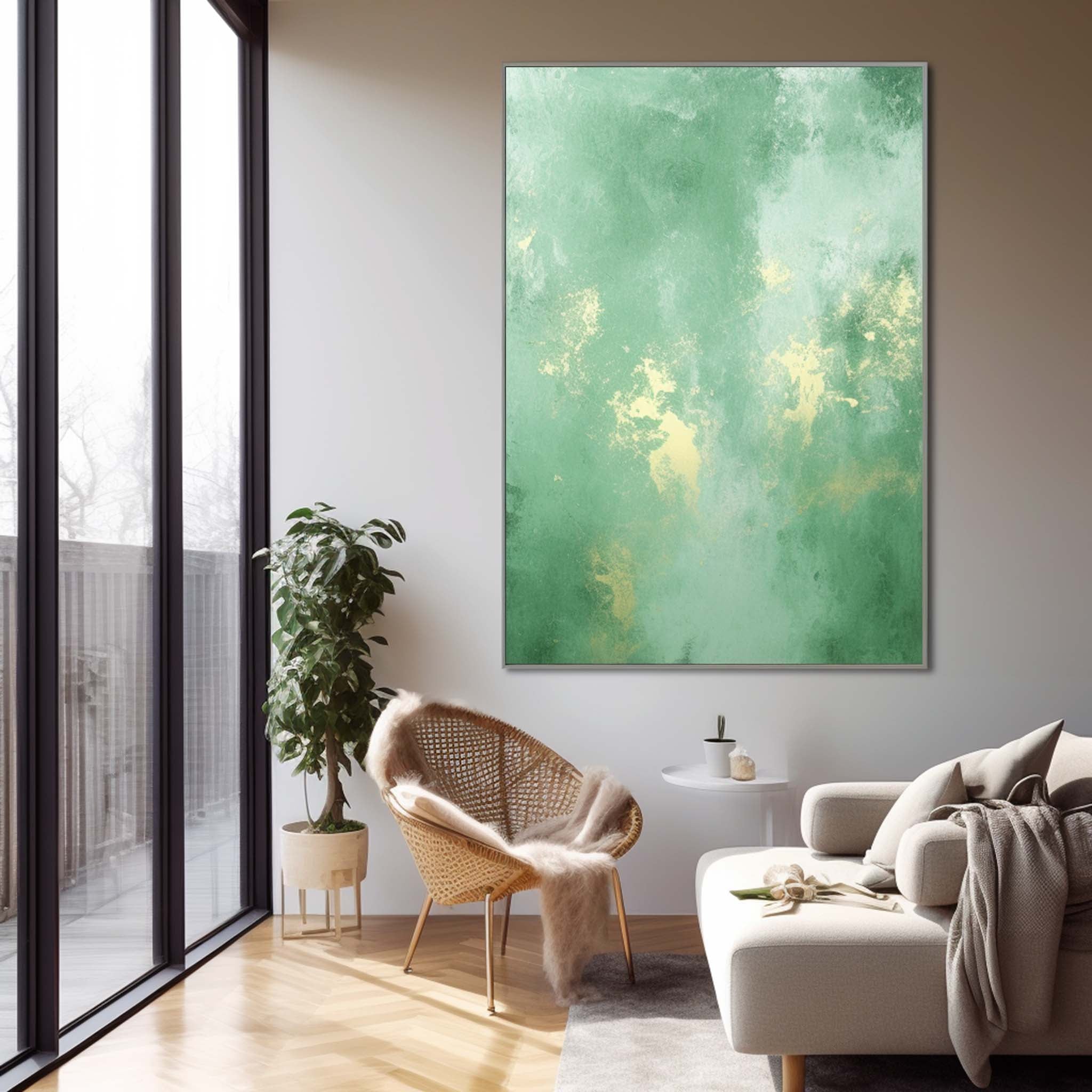 Large Original Abstract Oil Painting On Canvas Green Modern Texture Wall Art For Living Room