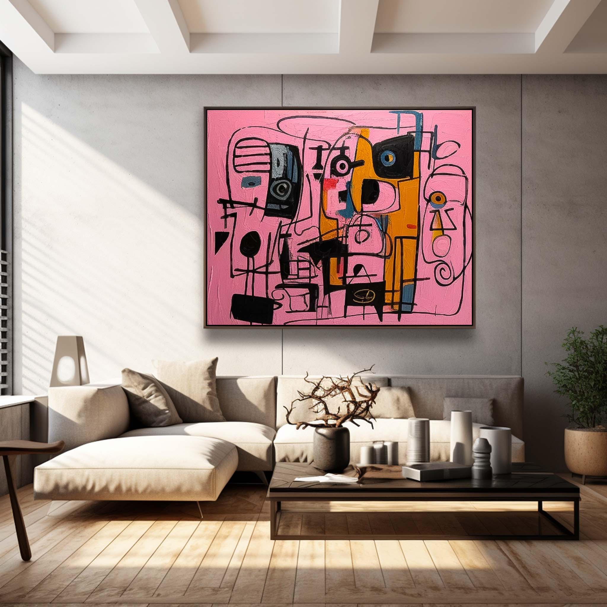 Large interesting Abstract Oil Painting Original Graffiti Wall Art Vibrant Pink Buy Abstract Paintings Online Home Decor