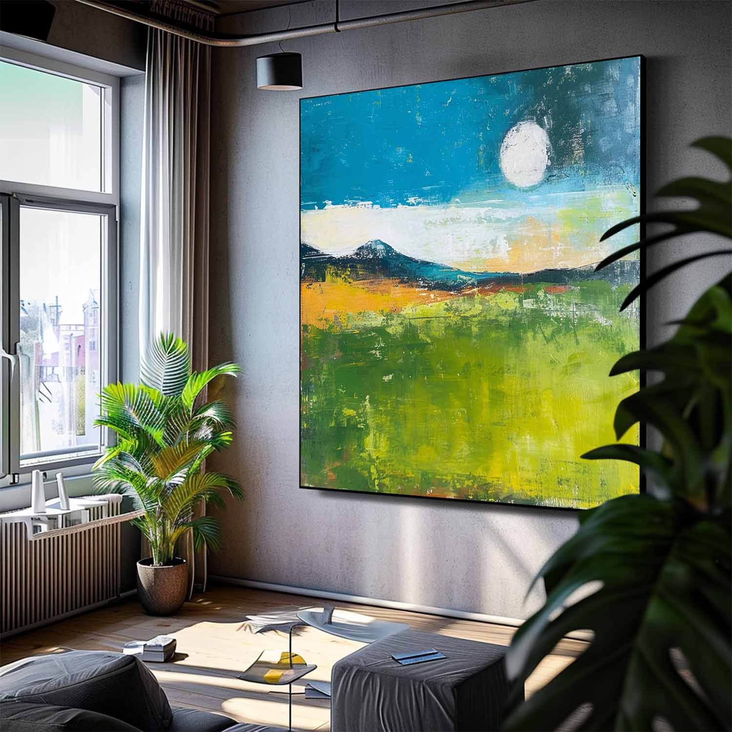 Large Abstract Oil Painting On Canvas Original Country Wall Art Modern Nature Farmhouse Art for Living Room