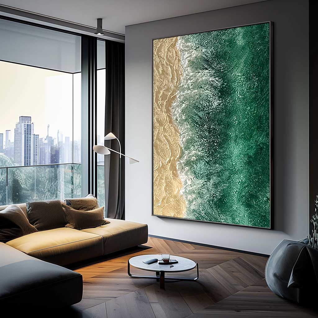 Green Texture Ocean Abstract Oil Painting Large Ocean Original Painting On Canvas Modern Wall Art Living Room Decor