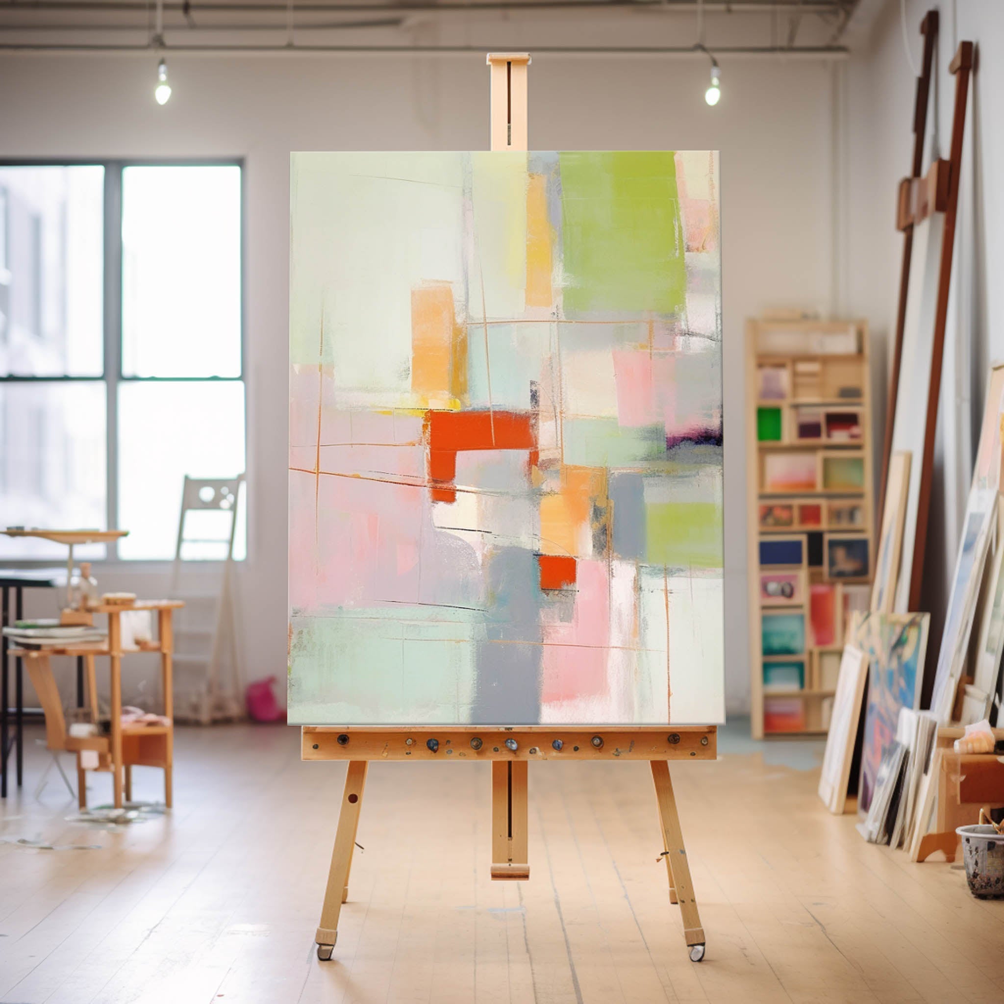 Vibrant colorful Modern Texture Wall Art  Large Original Abstract Oil Painting On Canvas For Living Room