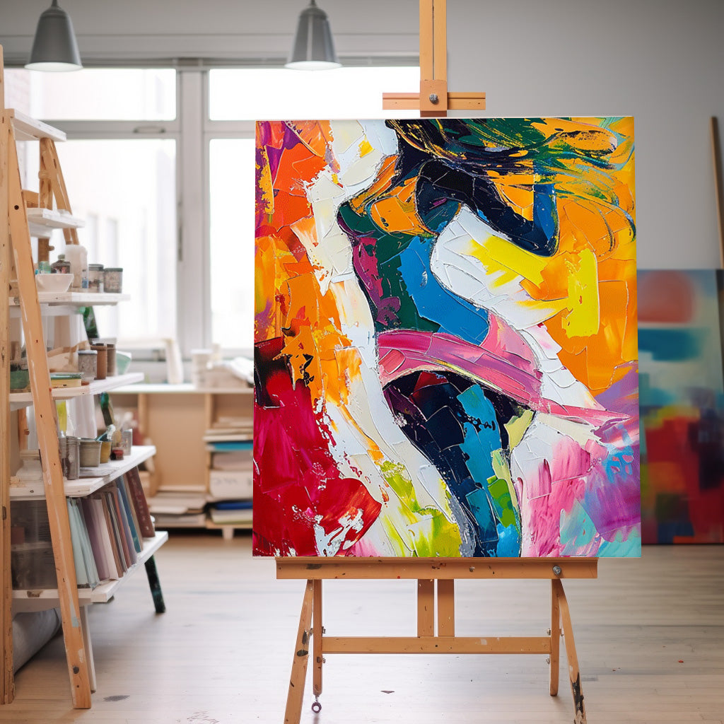 Original Texture Sexy Girl Wall Art Abstract Colorful Body Oil Painting On Canvas Modern Artwork