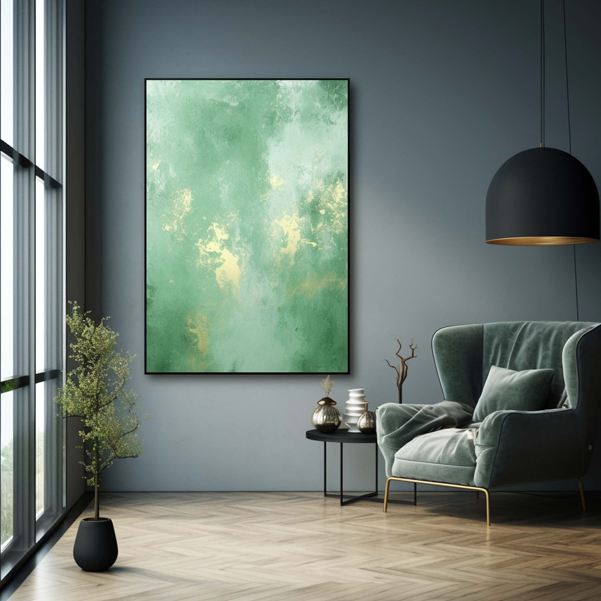 Large Original Abstract Oil Painting On Canvas Green Modern Texture Wall Art For Living Room