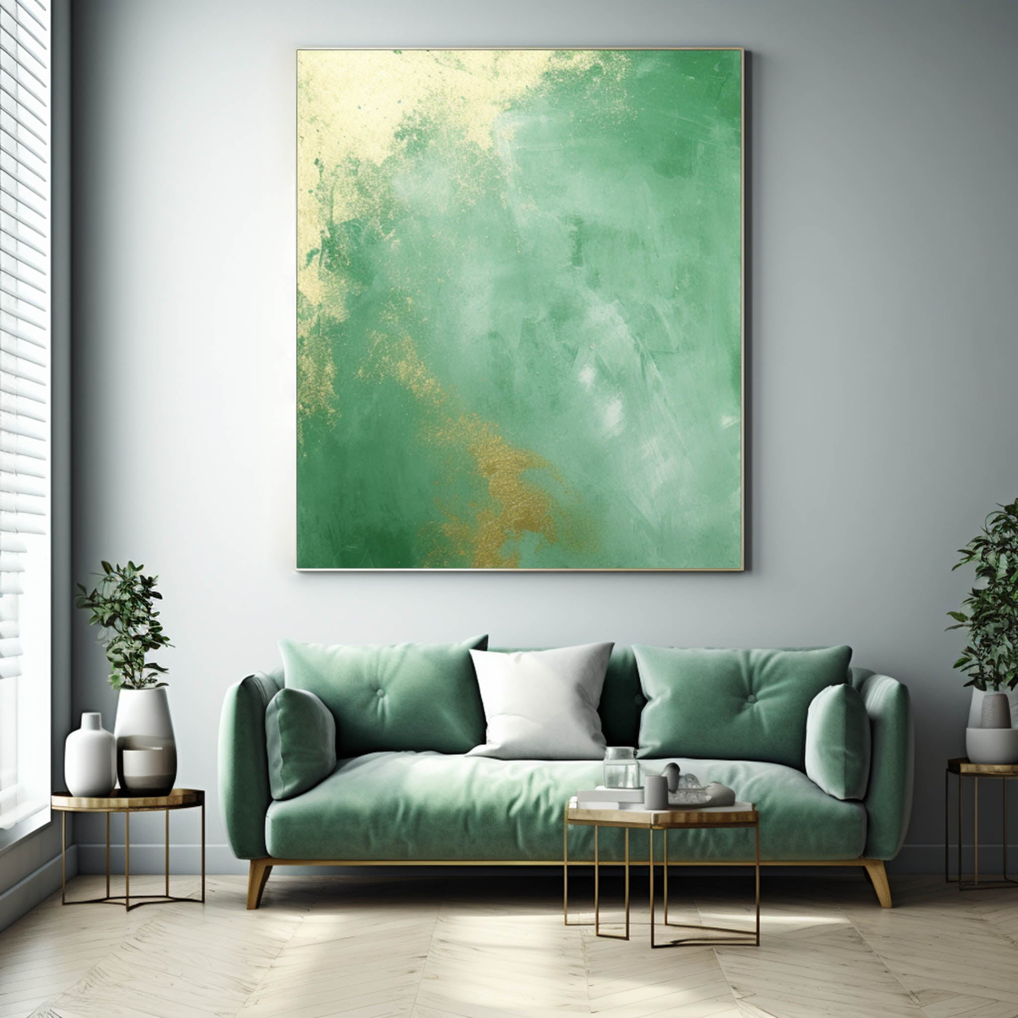 Green Modern Texture Wall Art  Large Original Abstract Oil Painting On Canvas For Living Room