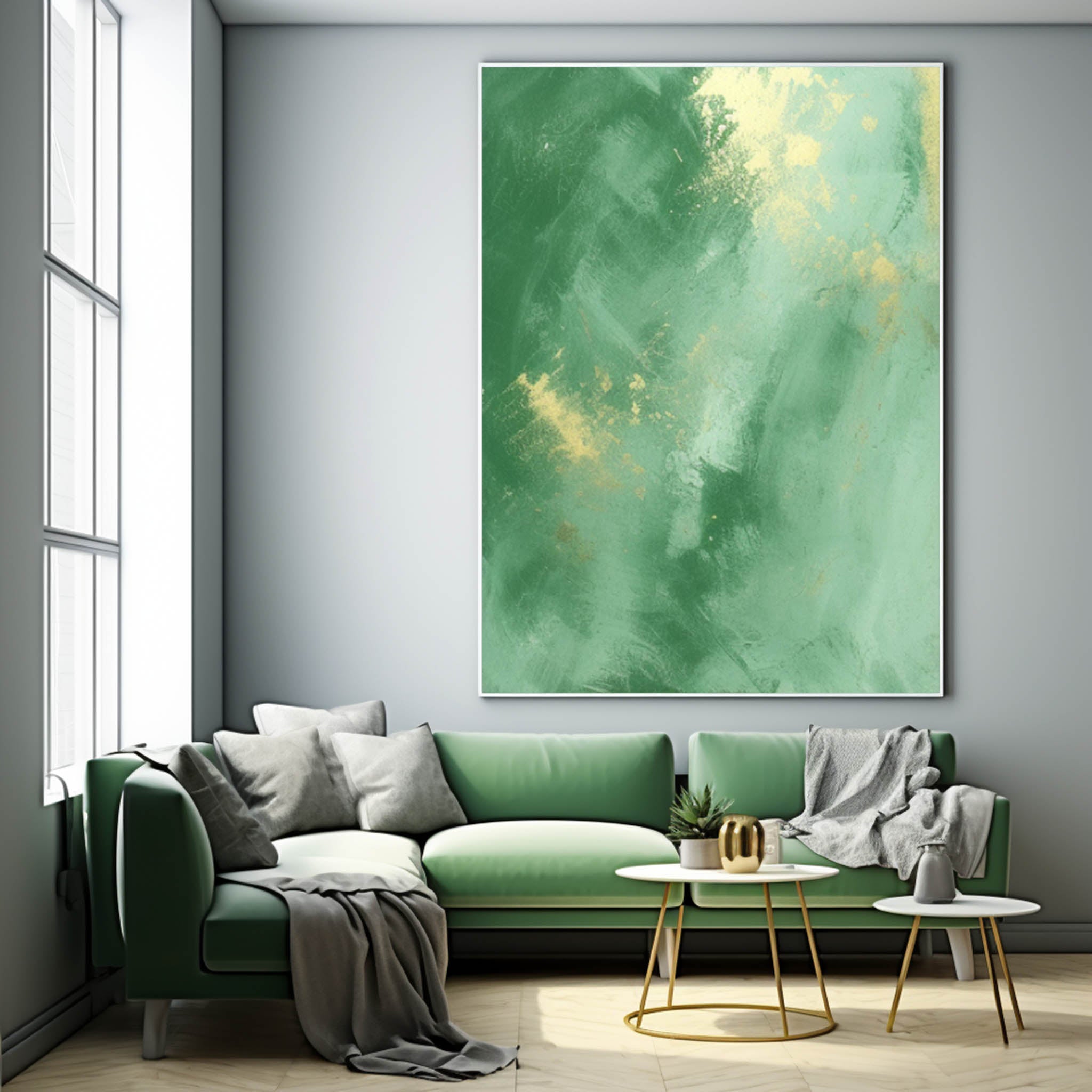 Green Modern Texture Wall Art  Large Original Abstract Oil Painting On Canvas For Living Room