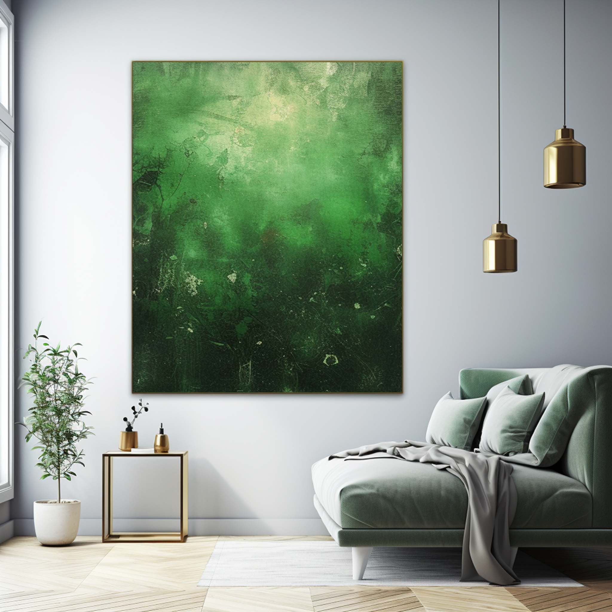 Large Original Abstract Oil Painting On Canvas Green Modern Texture Wall Art For Living Room