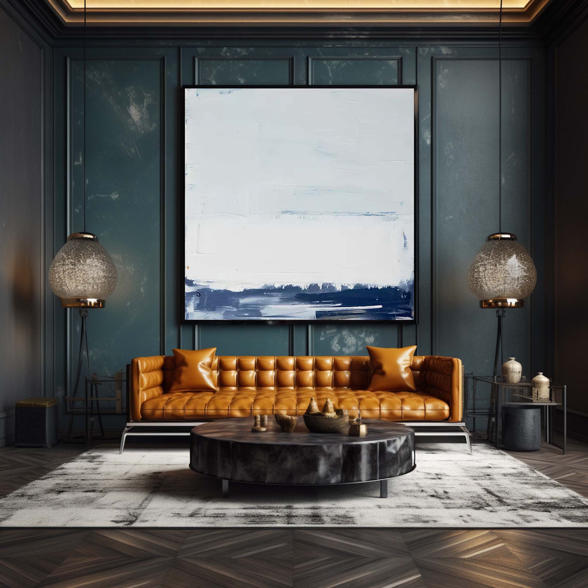 Large White And Blue Minimalist Art Modern Texture Abstract Acrylic Painting On Canvas Original Canvas Wall Art Home Decor