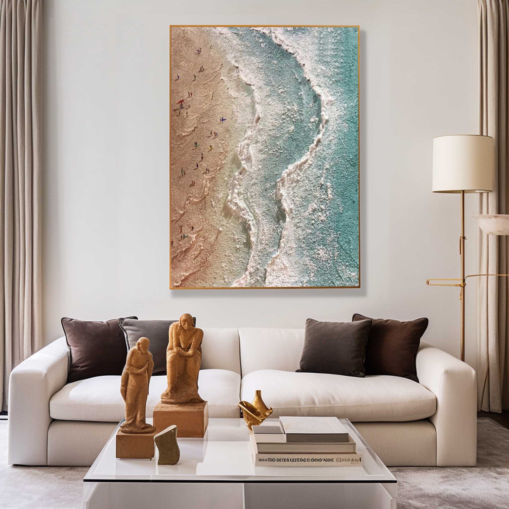 Texture Ocean Abstract Oil Painting Large Ocean Original Blue Painting On Canvas Modern Wall Art Living Room Decor