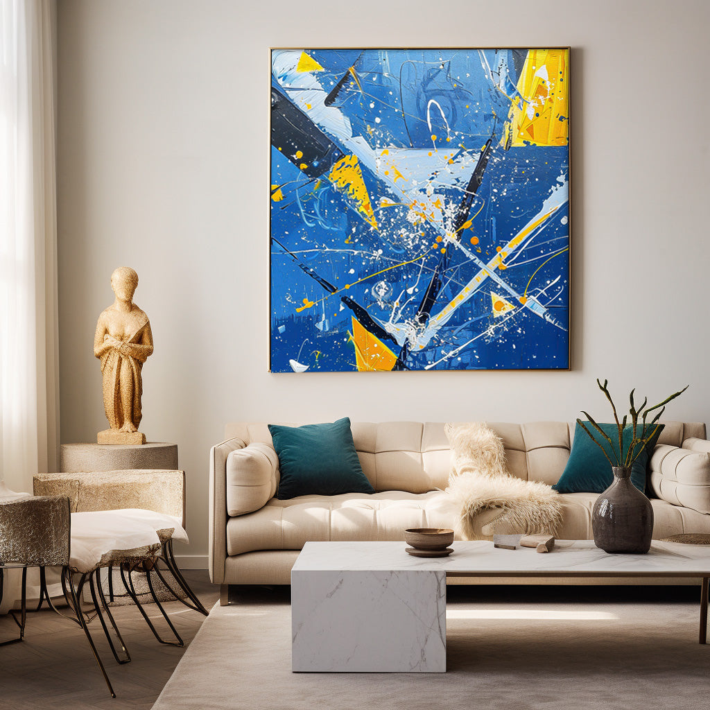 Great scraper Abstract Art Warm Blue Square Acrylic Painting Canvas Original Painting For Sale