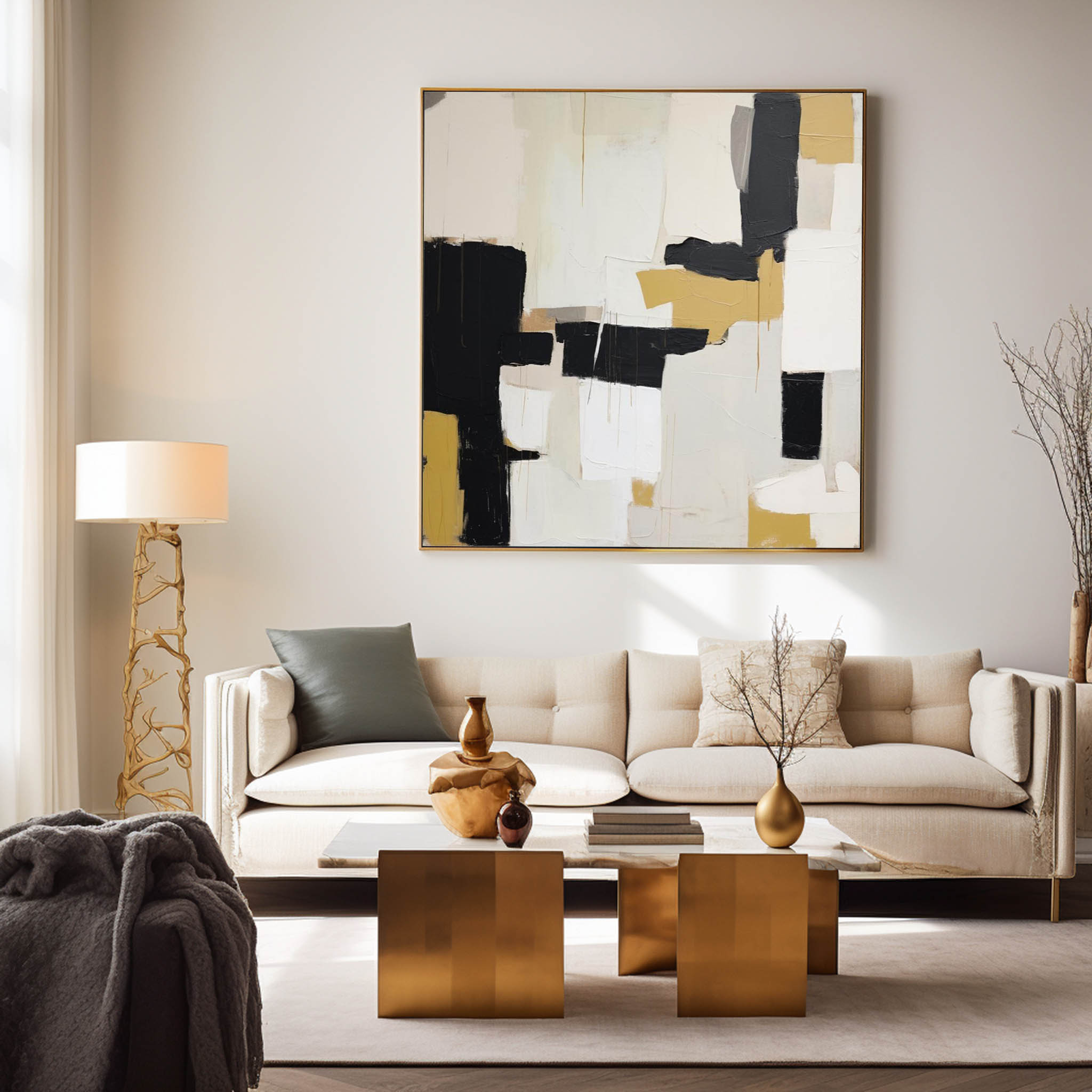 Large Acrylic Painting On Canvas Abstract Oil Painting Farme Original Modern Wall Art For Living Room