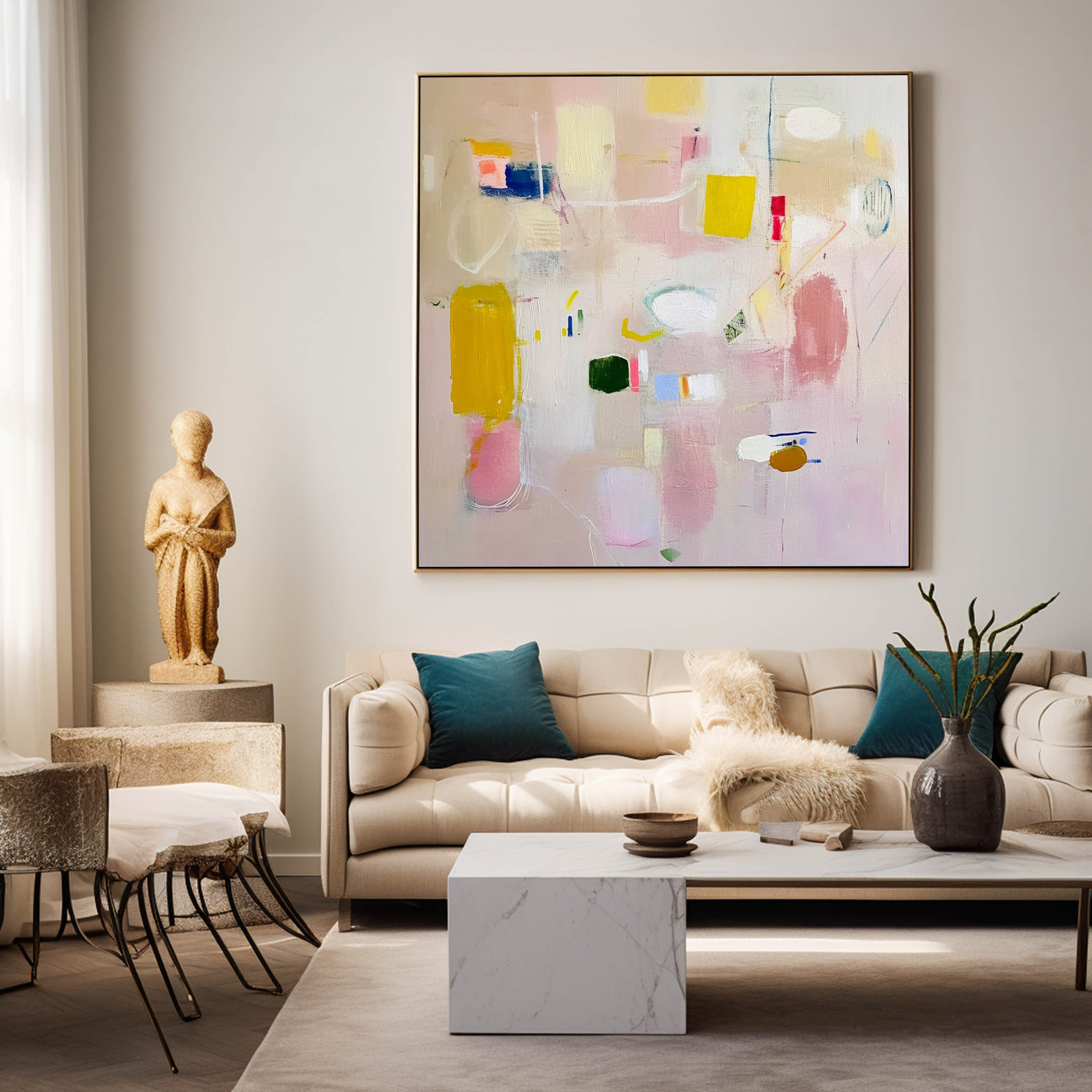 Bright Pink Abstract Painting Canvas Original Abstract Art For Sale Contemporary Cute New Painting Home Decor