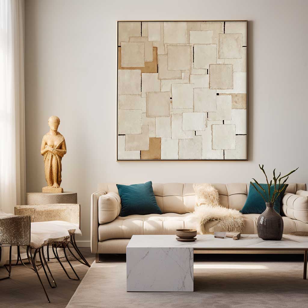 Modern Texture Geometry Abstract Acrylic Painting On Canvas Large Beige Minimalist Art Original  Wall Art For Living Room