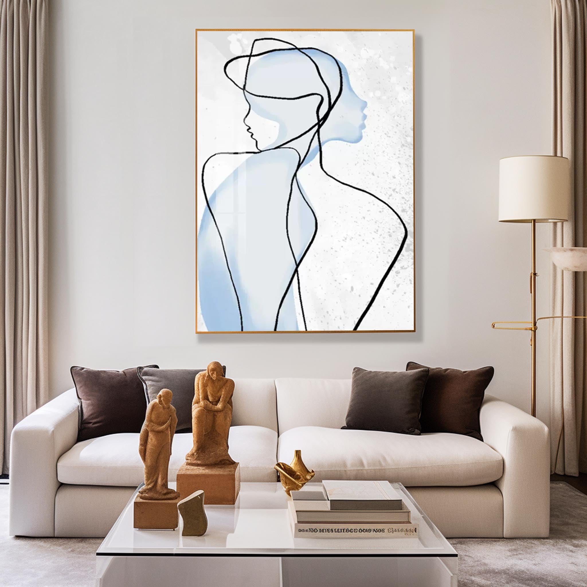 Original Minimalist Oil Painting On Canvas Large Nordic Limeline Abstract Acrylic painting Modern Wall Art For Living Room