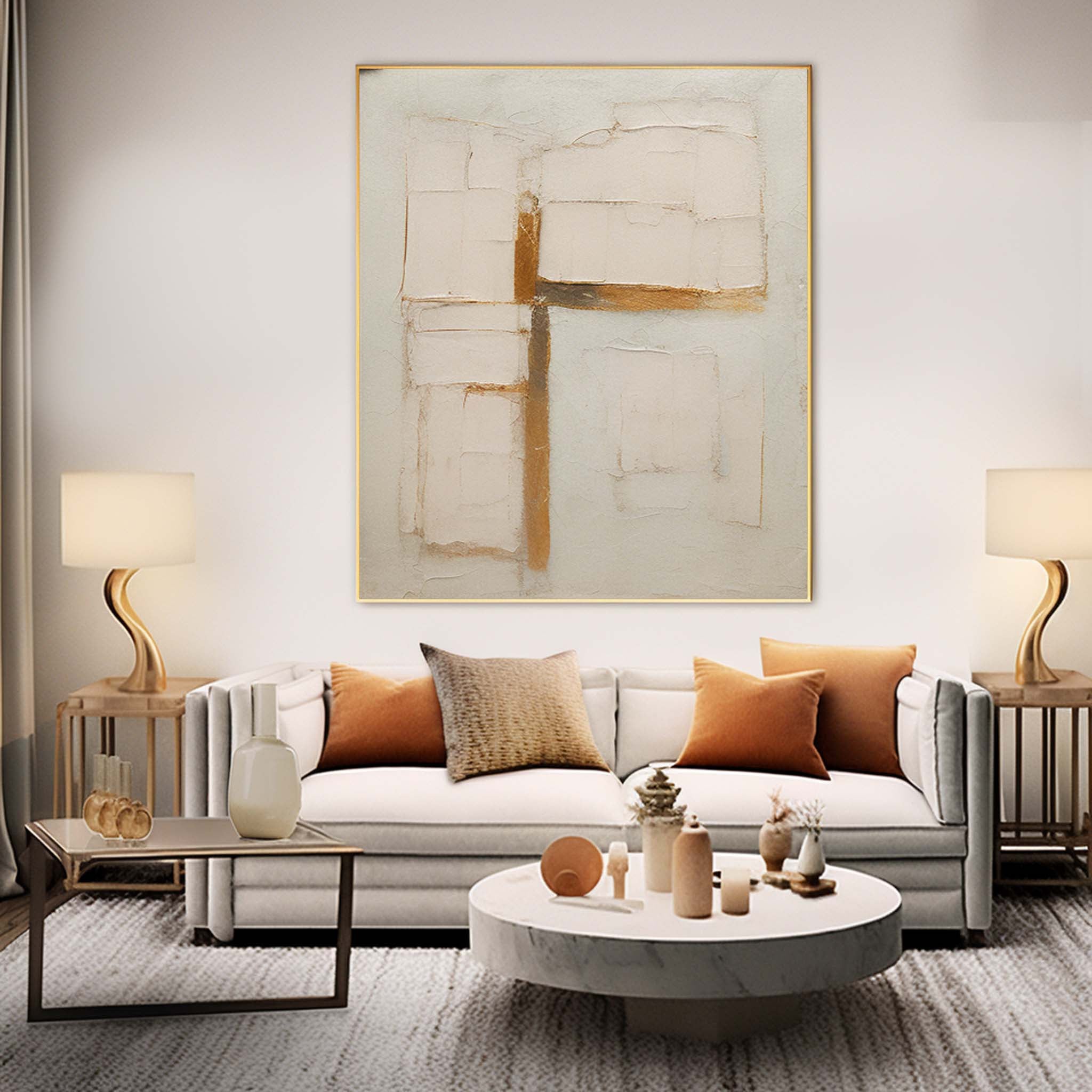 Beige Large Original Abstract Oil Painting On Canvas Modern Texture Wall Art Home Decor