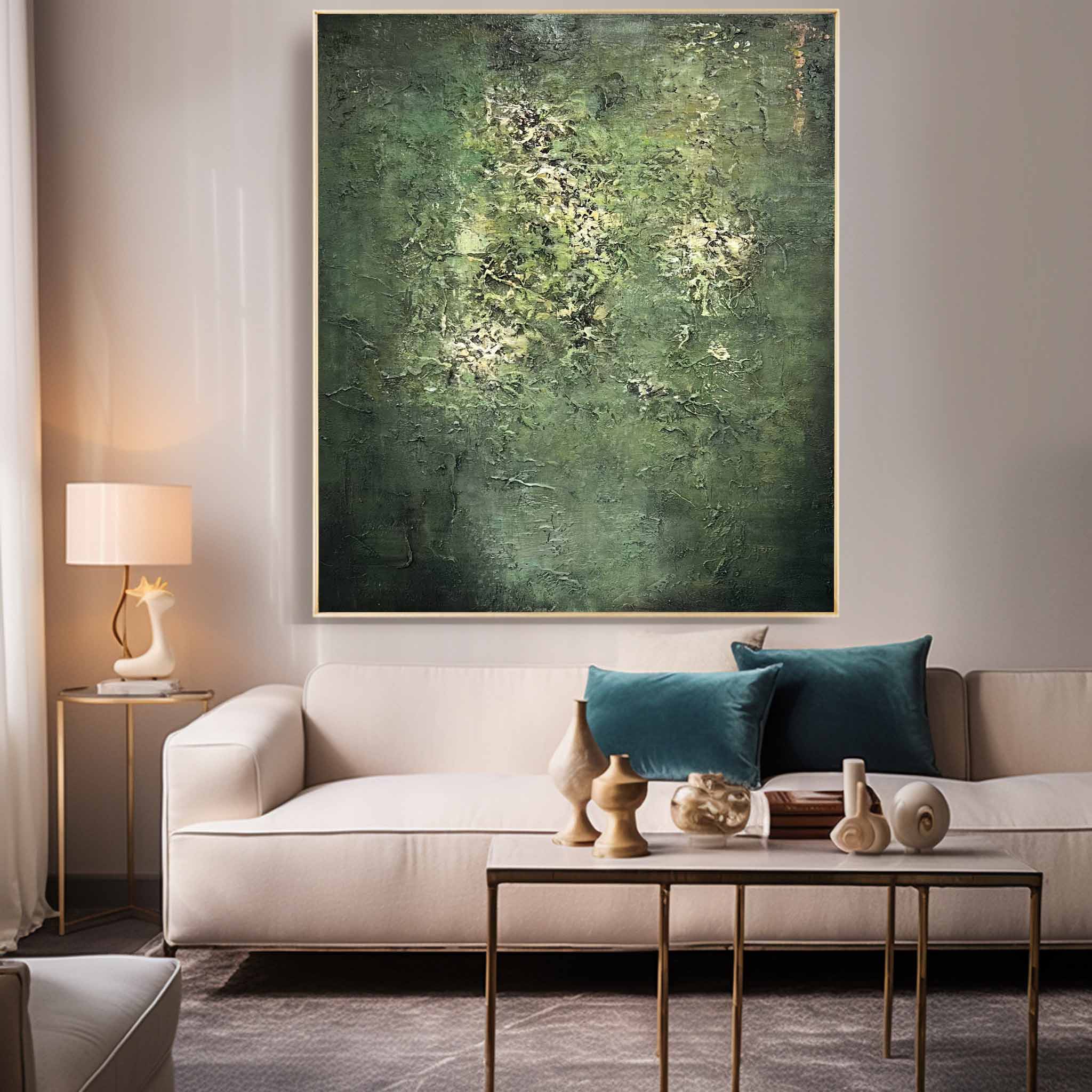 Green Modern Wall Art Large Original Texture Abstract Oil Painting On Canvas For Living Room