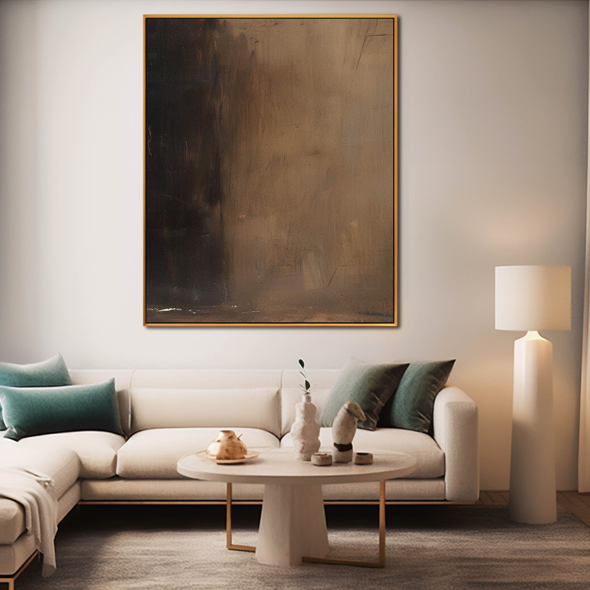 Brown Modern Minimalist  Wall Art Large Original Abstract Oil Painting On Canvas For Living Room