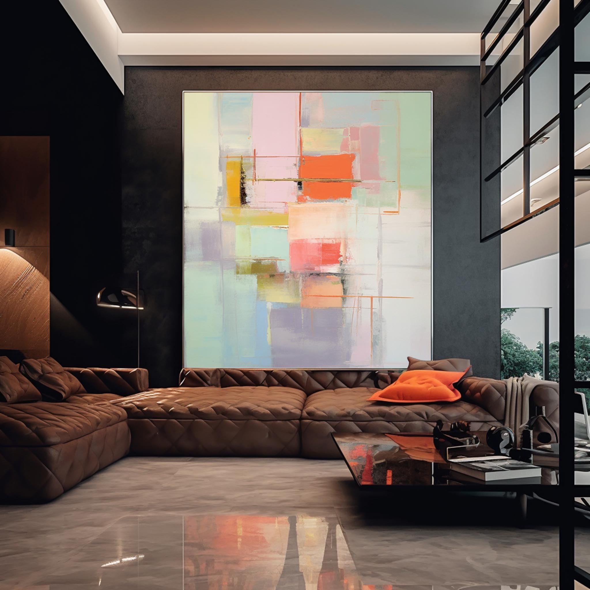 Vibrant colorful Modern Texture Wall Art Large Original Abstract Oil Painting On Canvas For Living Room