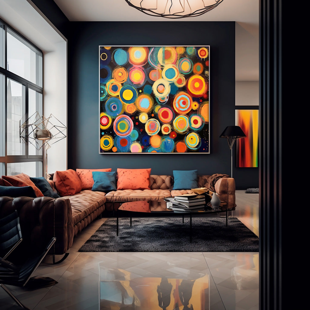 Colorful Abstract Oil Painting Original Circle Large Abstract Acrylic Painting On Canvas Modern Wall Art Home Decor