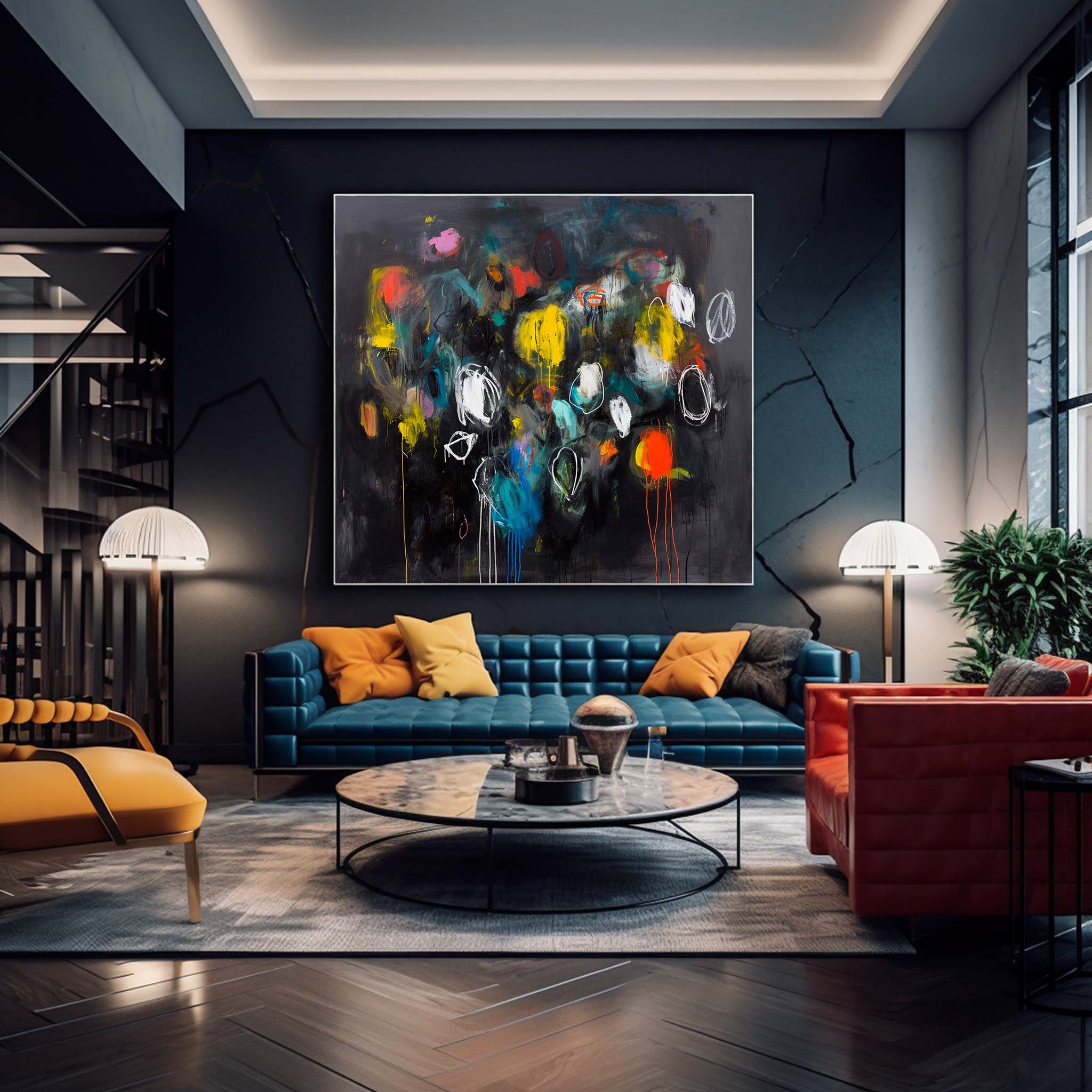 Square Abstract Texture Oil Painting Bright Black Large Acrylic Painting On Canvas Original Modern Wall Art Home Decor