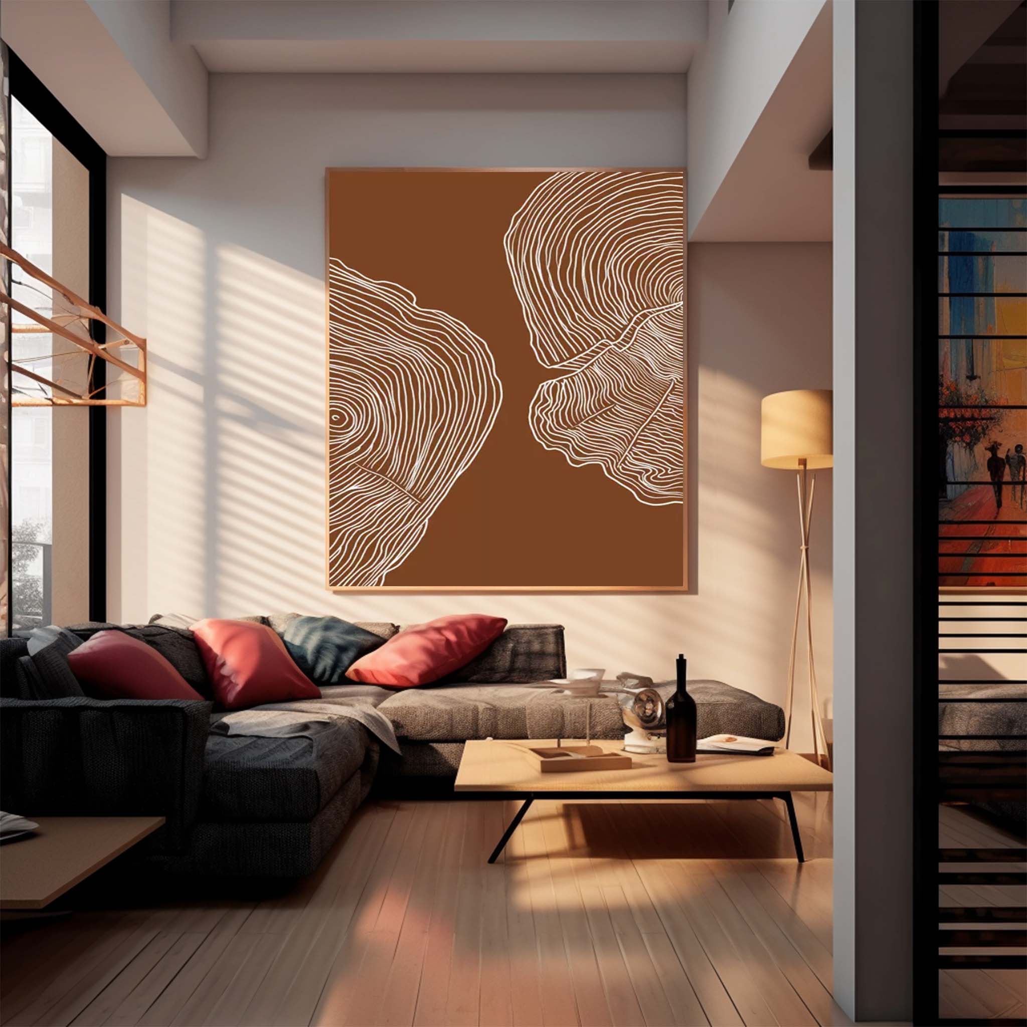 Brown Modern Wall Art Large Original Graffiti Petal Texture Abstract Oil Painting On Canvas For Living Room