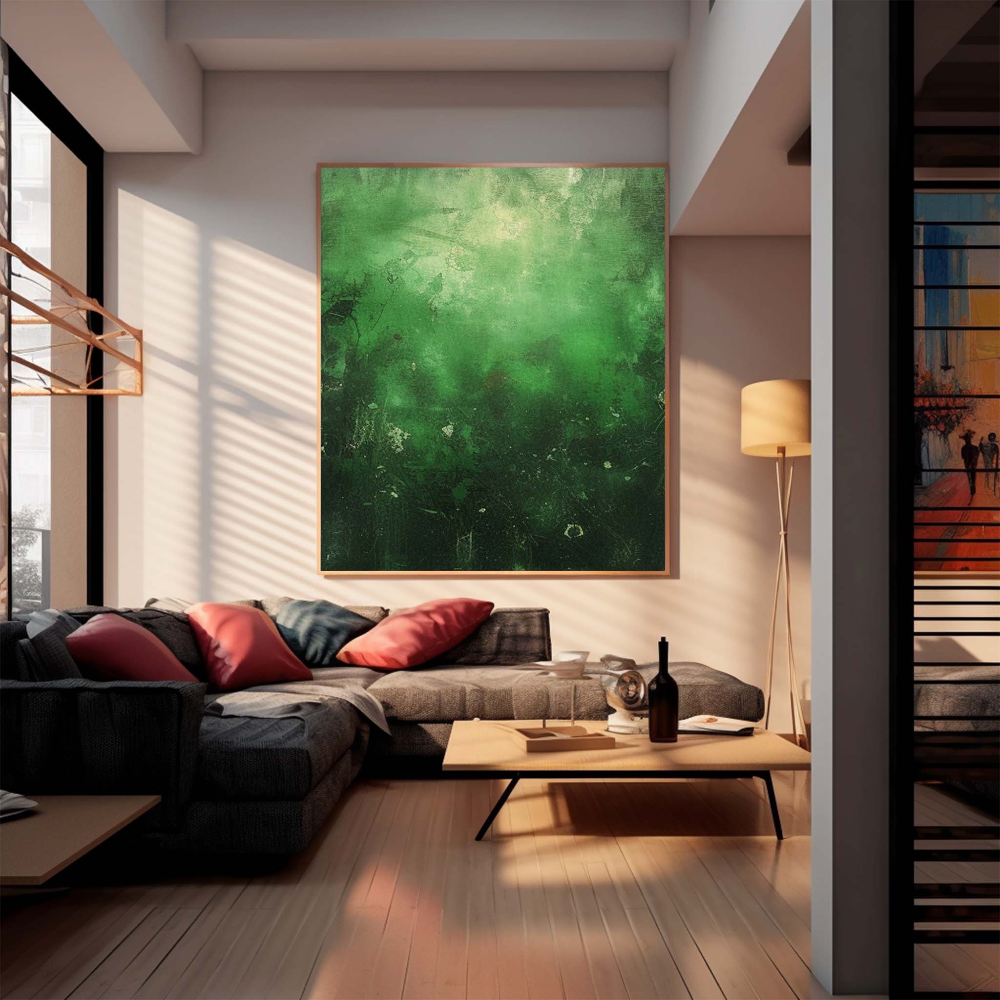 Large Original Abstract Oil Painting On Canvas Green Modern Texture Wall Art For Living Room