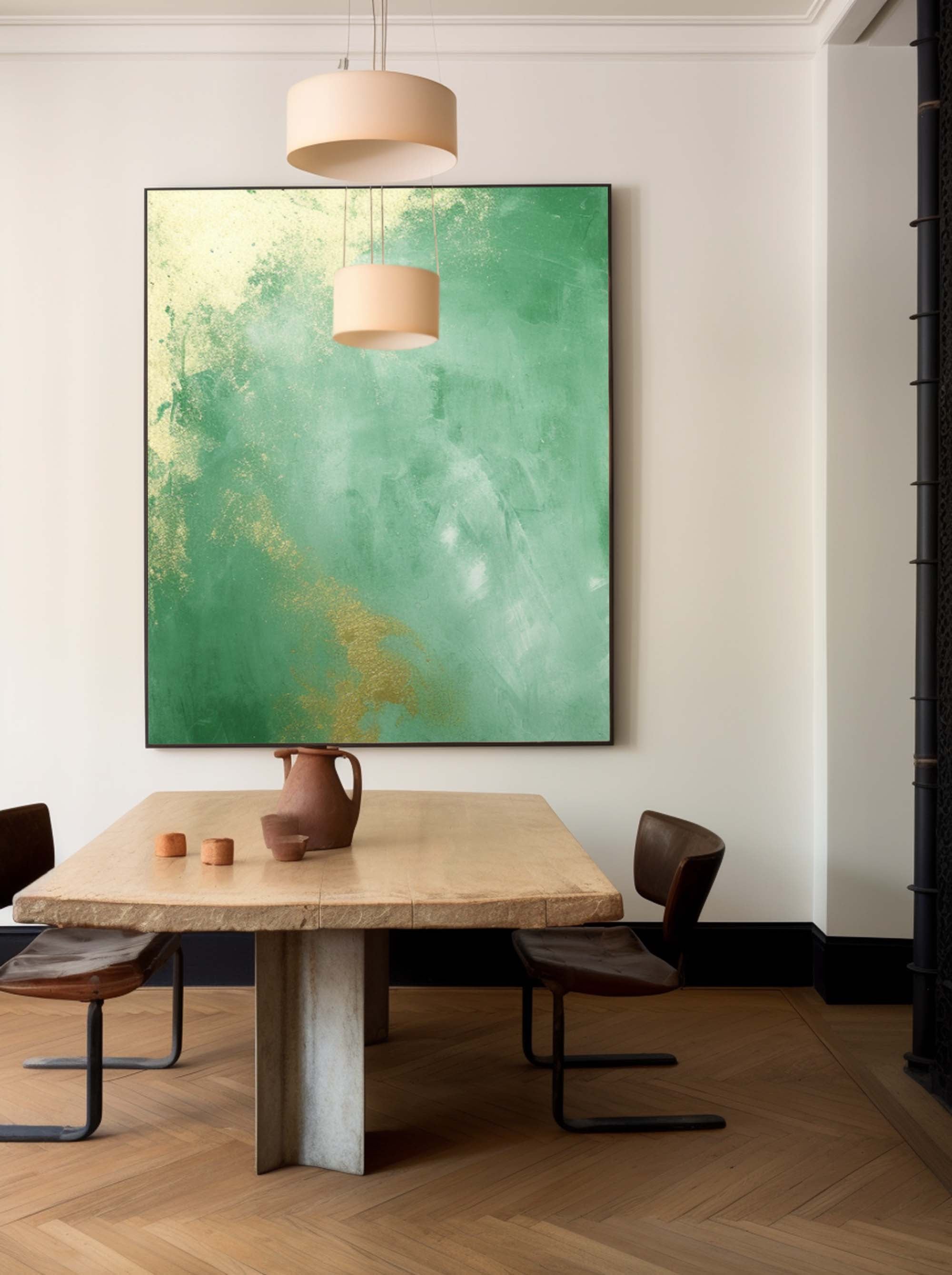 Green Modern Texture Wall Art  Large Original Abstract Oil Painting On Canvas For Living Room