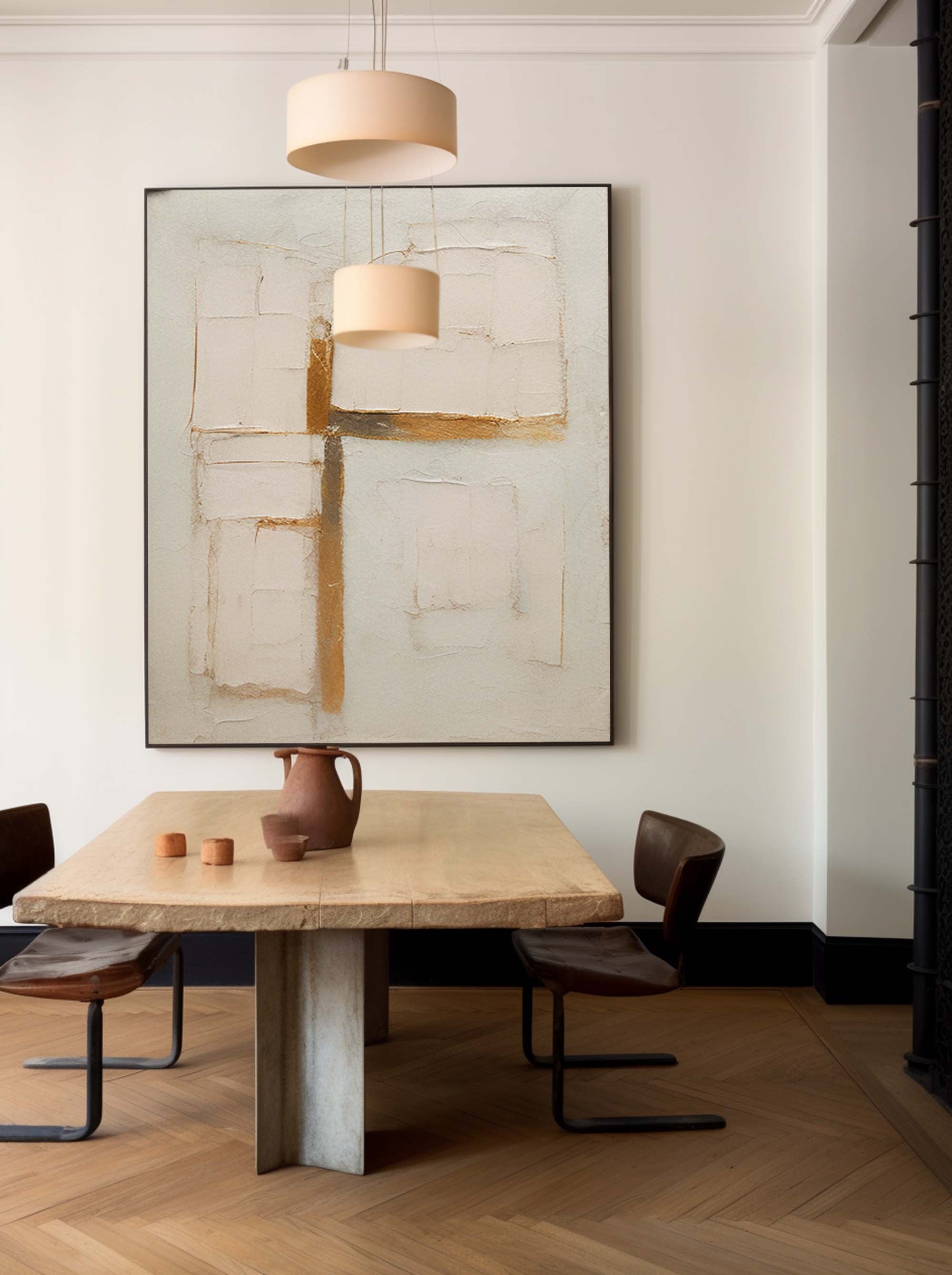 Beige Large Original Abstract Oil Painting On Canvas Modern Texture Wall Art Home Decor