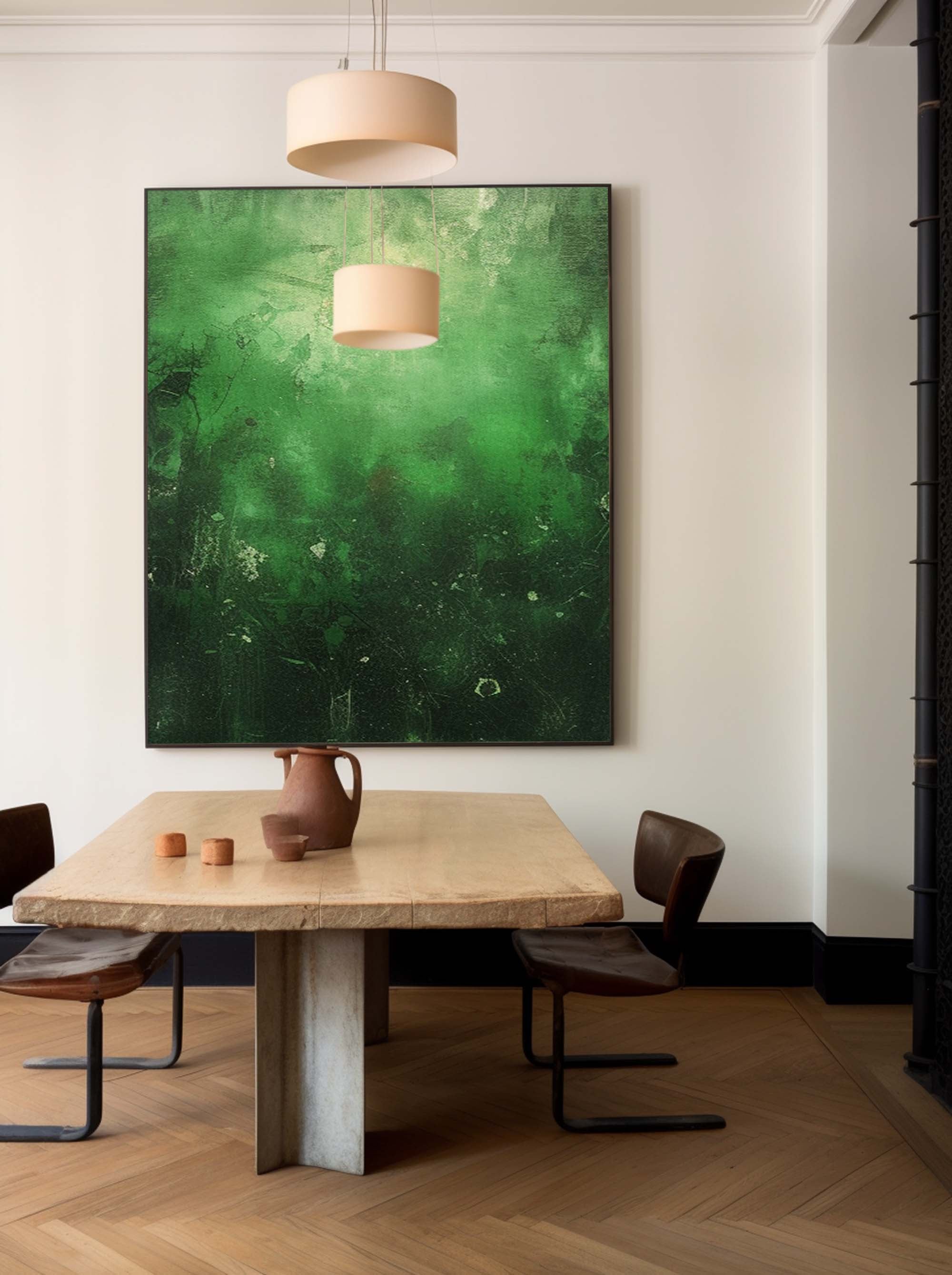Large Original Abstract Oil Painting On Canvas Green Modern Texture Wall Art For Living Room