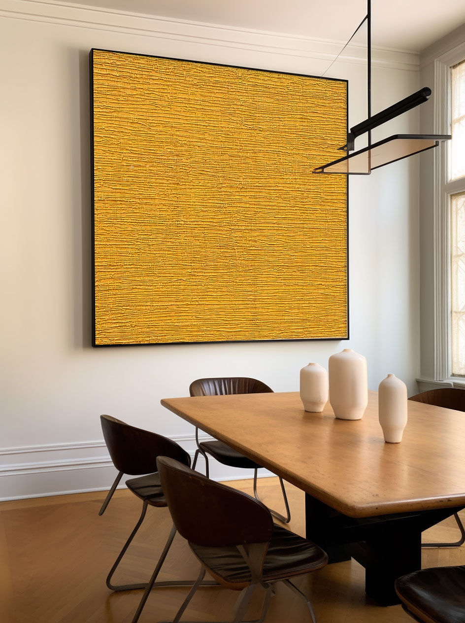 Large Texture Wall Art Modern Yellow Abstract Acrylic Painting on Canvas Original Minimalist Art for Living Room