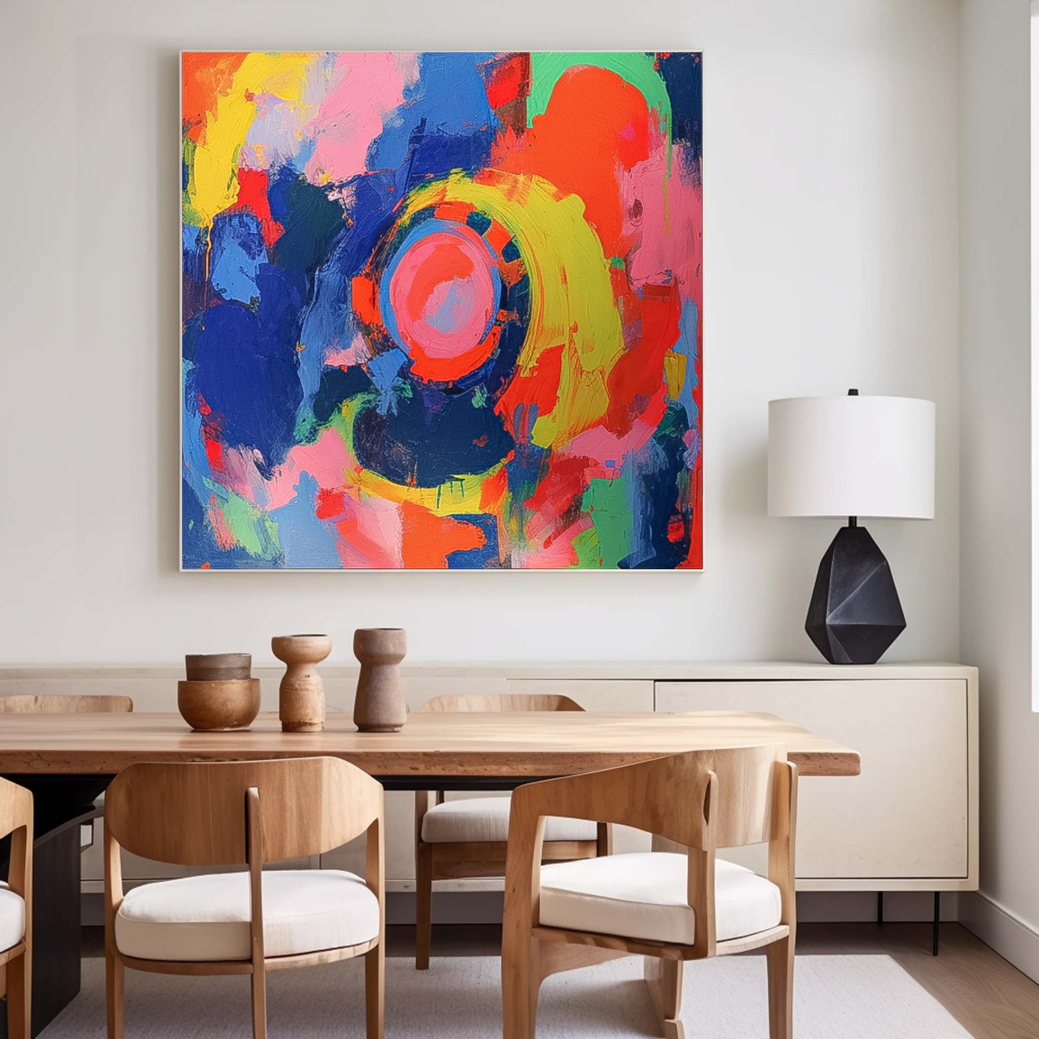 Square Abstract Wall Art Original Planet Abstract Painting For Sale Colorful Painting Canvas For Living Room