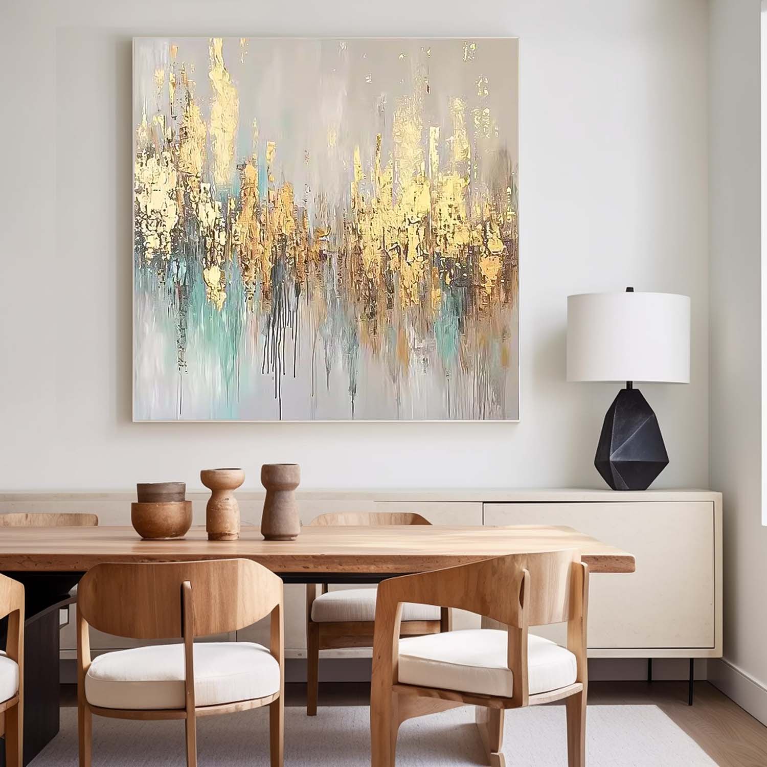 Contemporary Popular Oil Painting Square Texture Abstract Gold Acrylic Painting On Canvas Wall Art