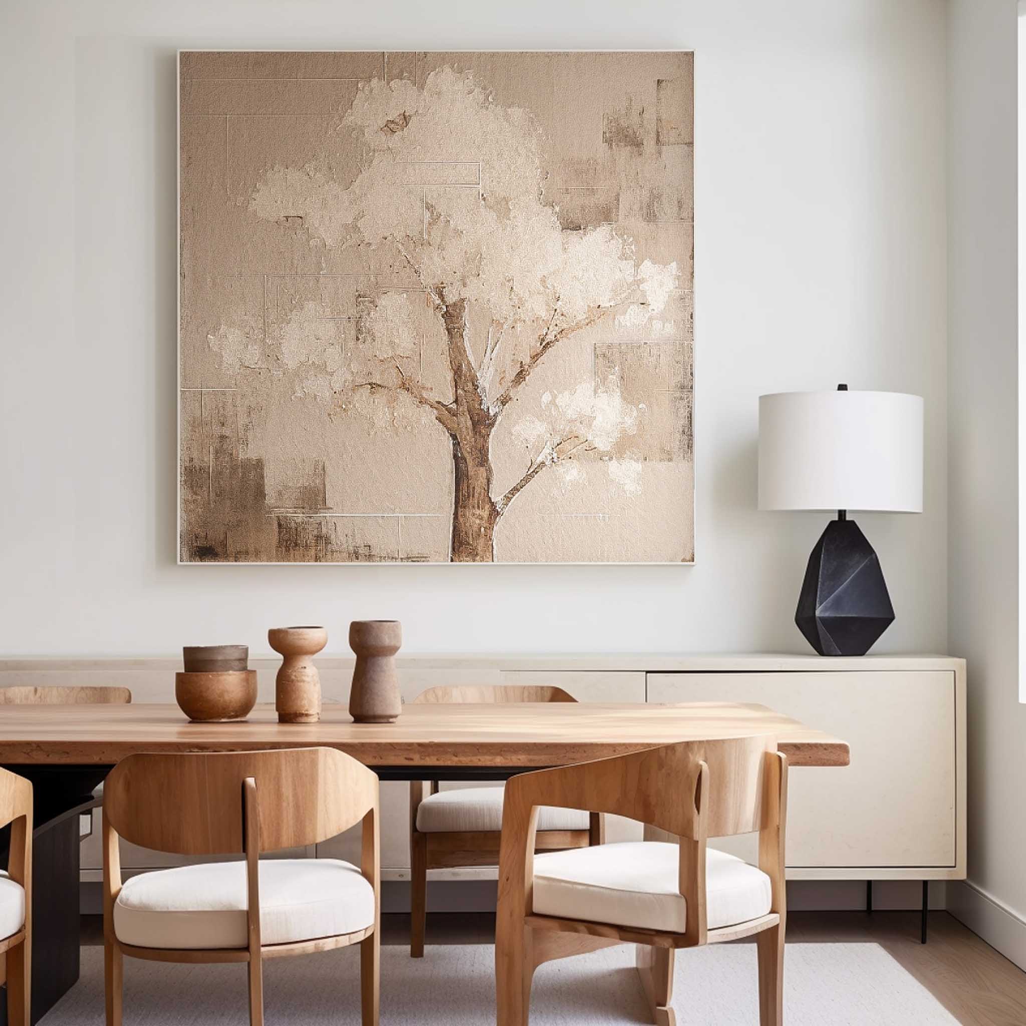 Abstract Tree Wall Art Original Cute Vintage Oil Painting On Canvas Square Acrylic Painting Home Decor